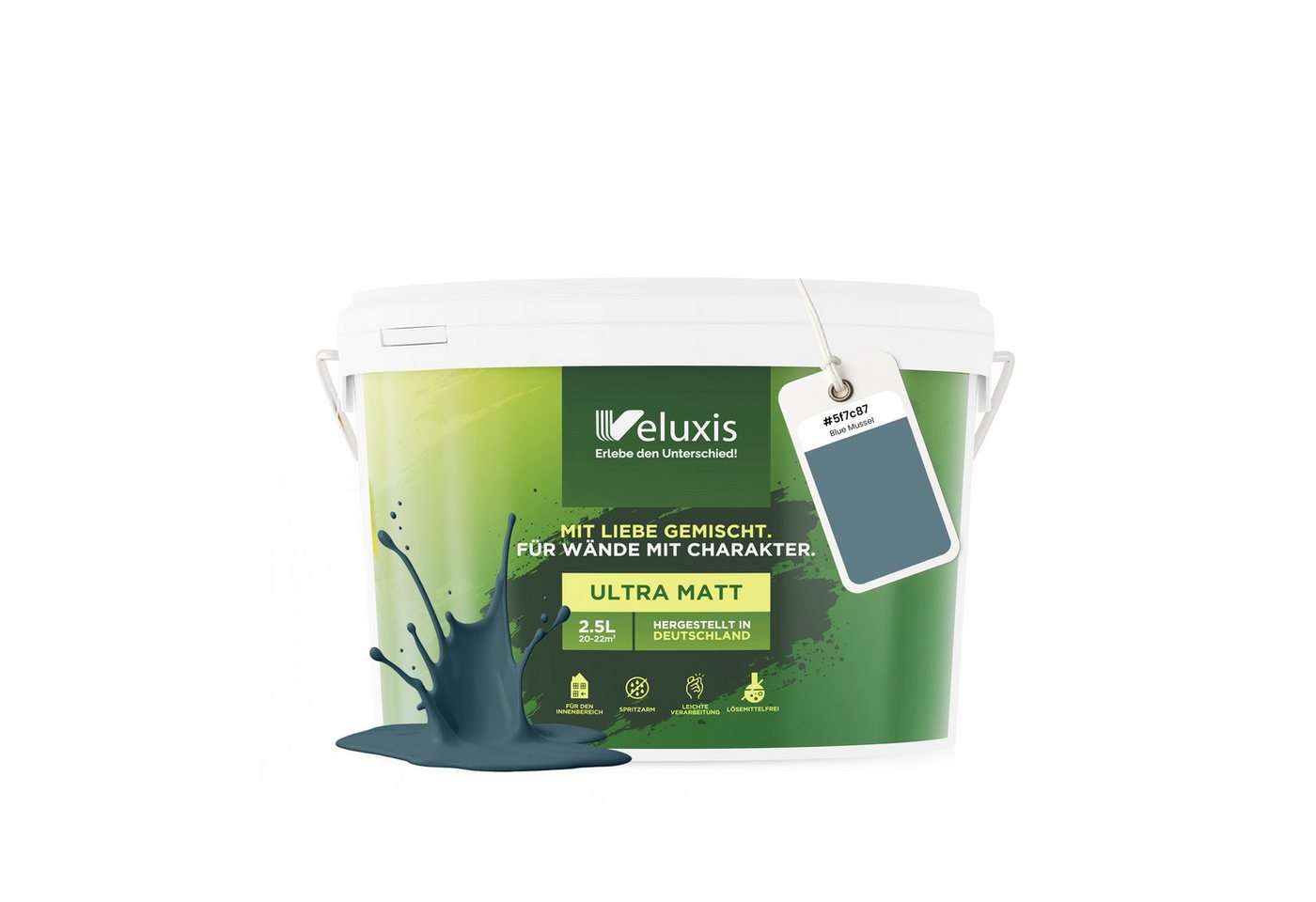 Veluxis Wandfarbe Veluxis® Wandfarbe Universal, Deckkraft-Klasse 1, Streifenfrei, tropfarm & VOC-frei