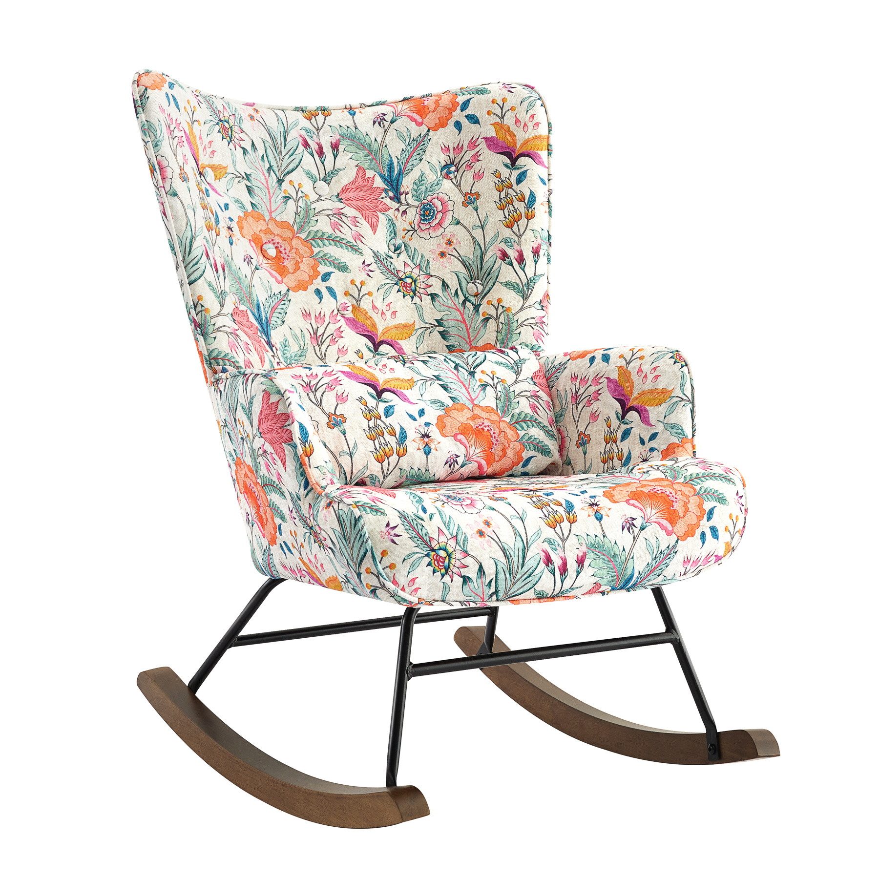 HomeMiYN Schaukelstuhl Schaukelstuhl Wohnzimmer Samt mit Metallgestell Holz günstig online kaufen