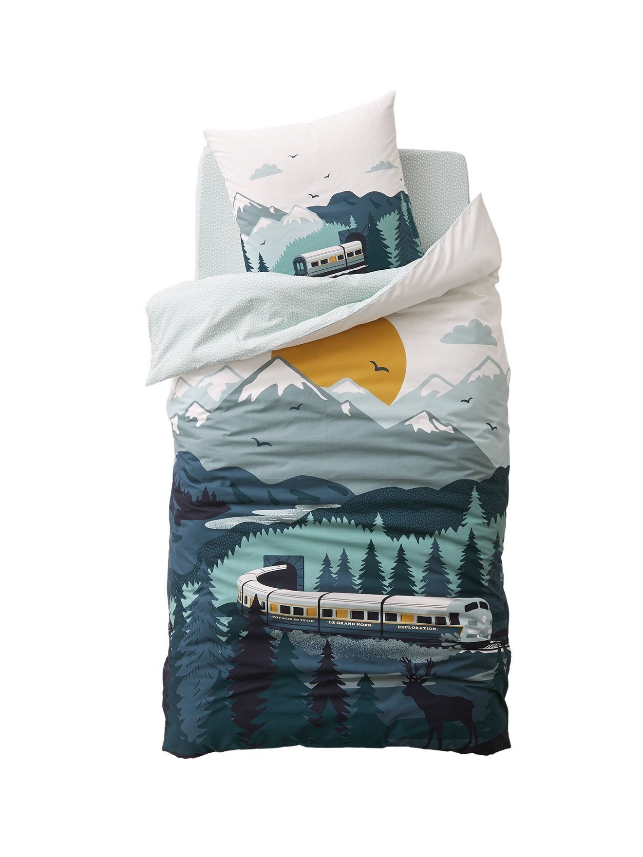 vertbaudet Bettbezug Kinder Bettwäsche-Set AUF SCHIENEN günstig online kaufen