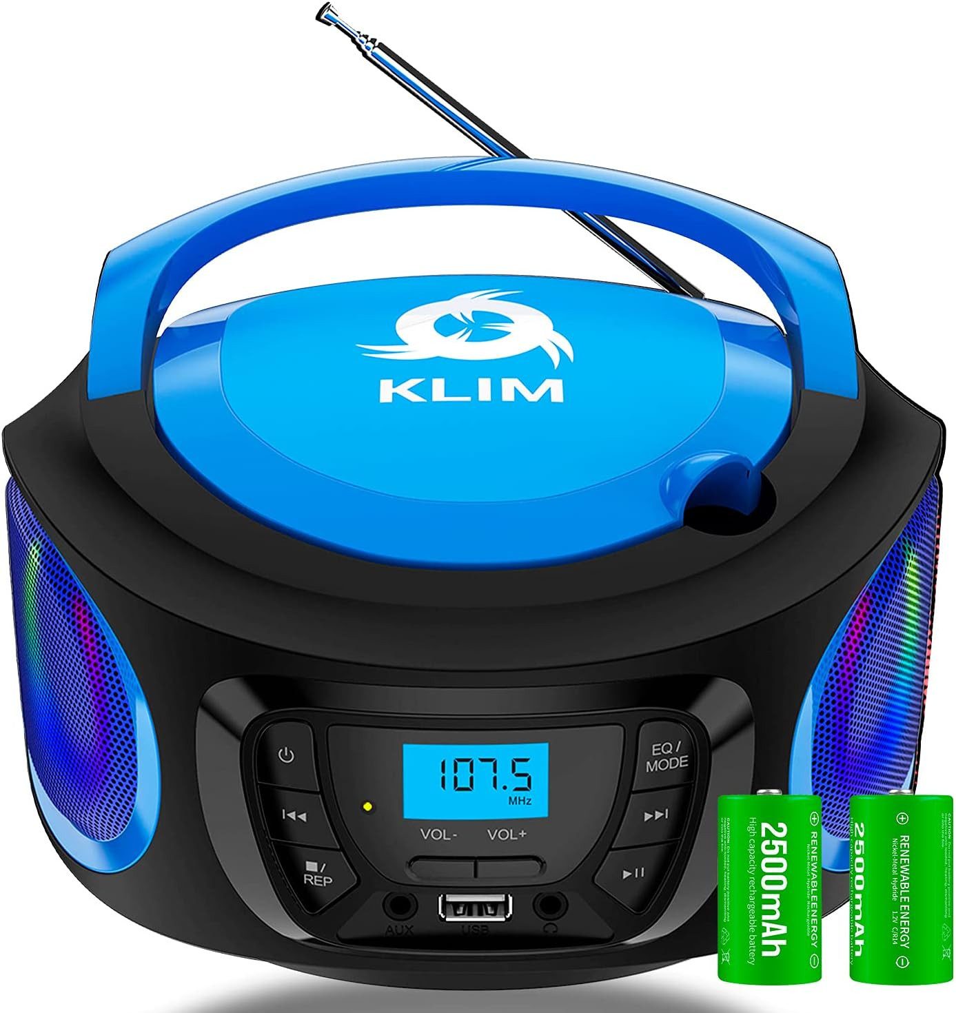 KLIM Boombox V1 Boombox (AM/FM, Radio mit CD Player, FM-Radio, CD Player, Bluetooth, MP3, USB, AUX)