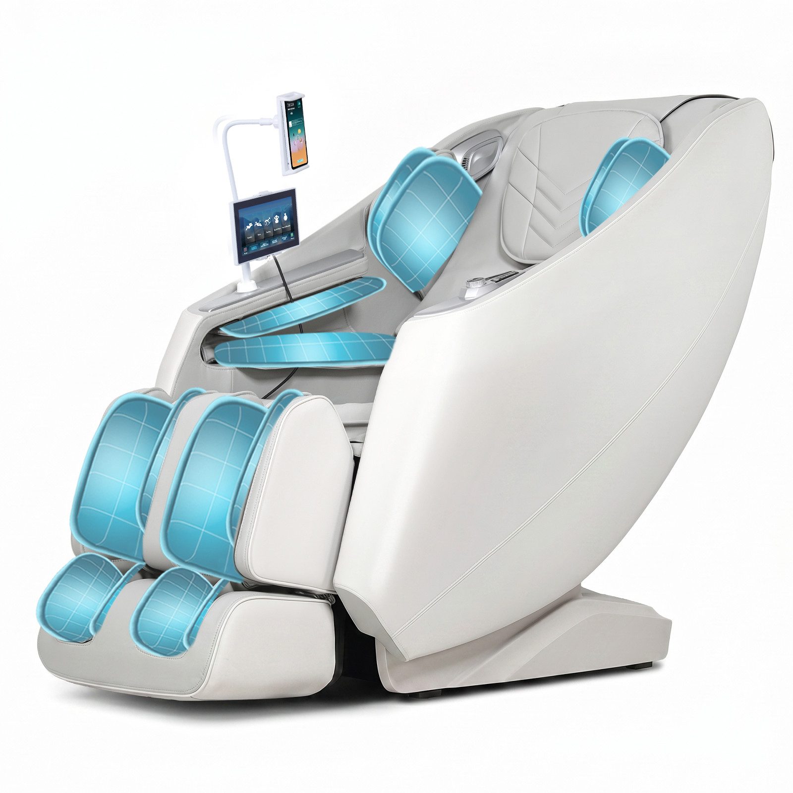 HealthRelife Massagesessel mit Touchscreen, 4D-Massage, 135 cm SL-Schiene, Nullgravitation (1-St), Waden- und Rückenheizung, Shiatsu-Massagesitz, Ganzkörpermassage