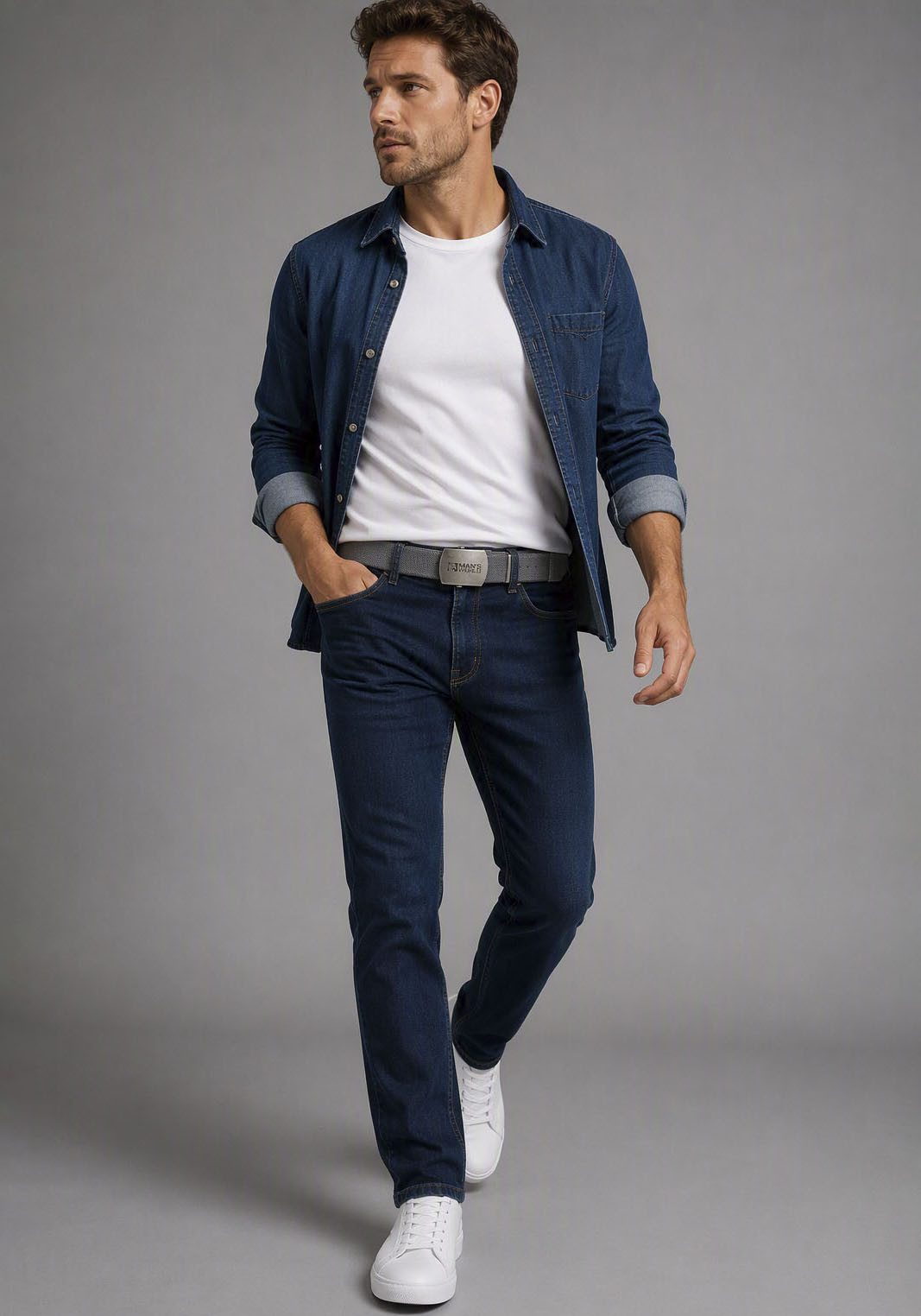 Man's World Stoffgürtel aus Textilband im zeitlosen Design - NEUE FARBE im used Look – Bild 3 von 5