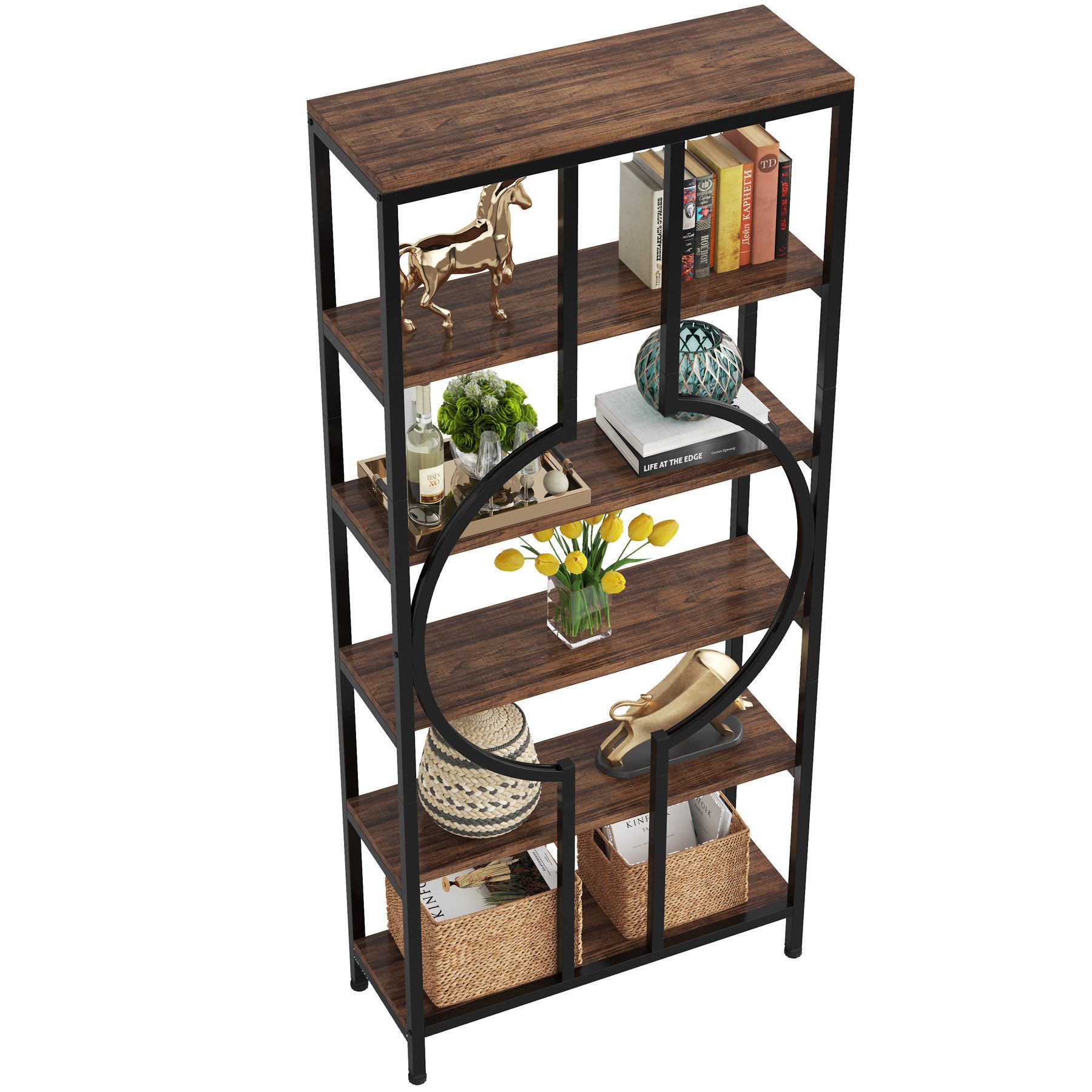 Tribesigns Bücherregal industrielles 6-stöckige Etagere-Bücherregal, freistehend Standregal