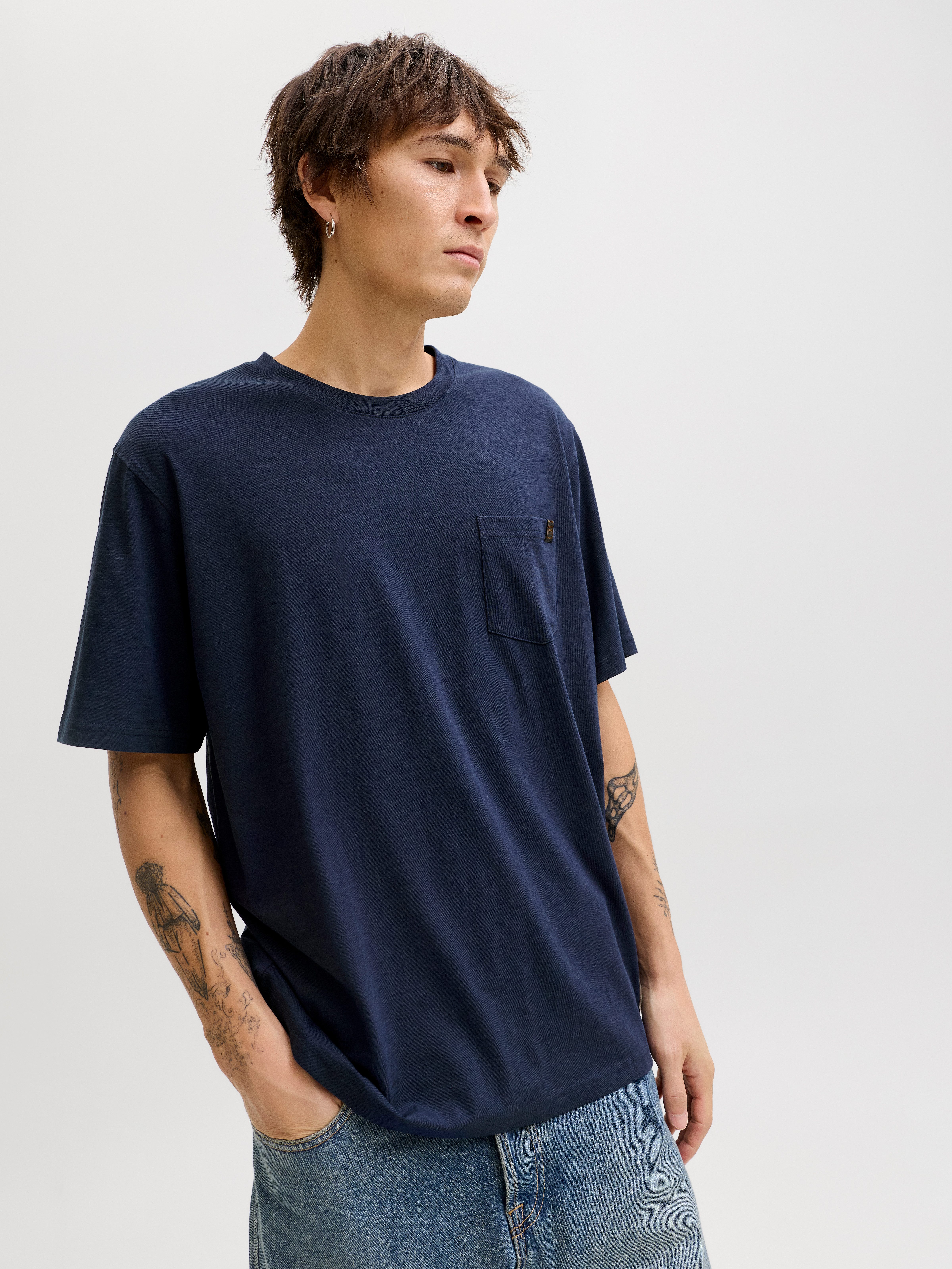 Jack & Jones Kurzarmshirt JJEDOVER SLUB TEE SS NOOS Baumwollmischung, relaxed fit
