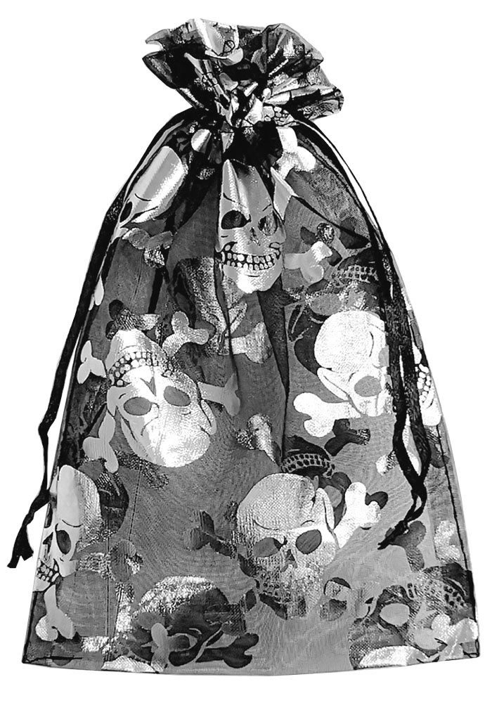 Geschenkbox 5 Organzabeutel Totenkopf, Halloween, Geschenkbeutel, Pirat, Party
