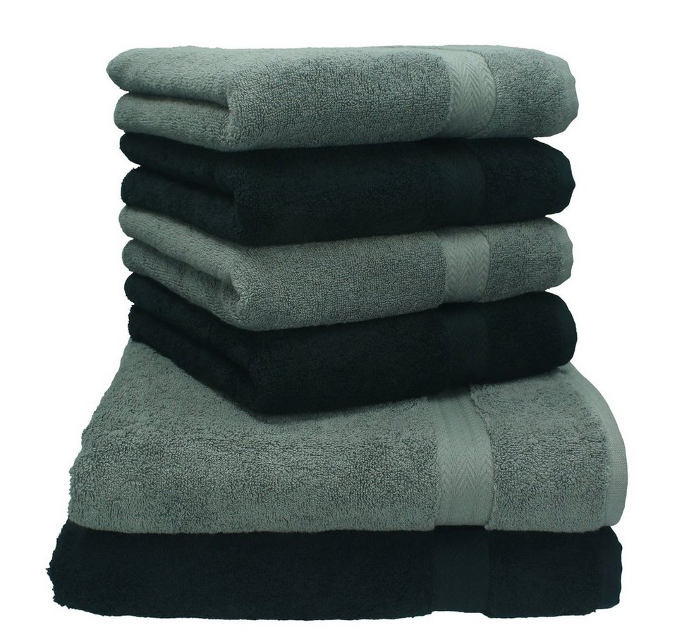 Betz Handtuch Set Baumwolle 6-TLG. Baumwolle anthrazit 4 100% Farbe Handtücher und Handtuch-Set Duschtücher schwarz, Premium 100% 2