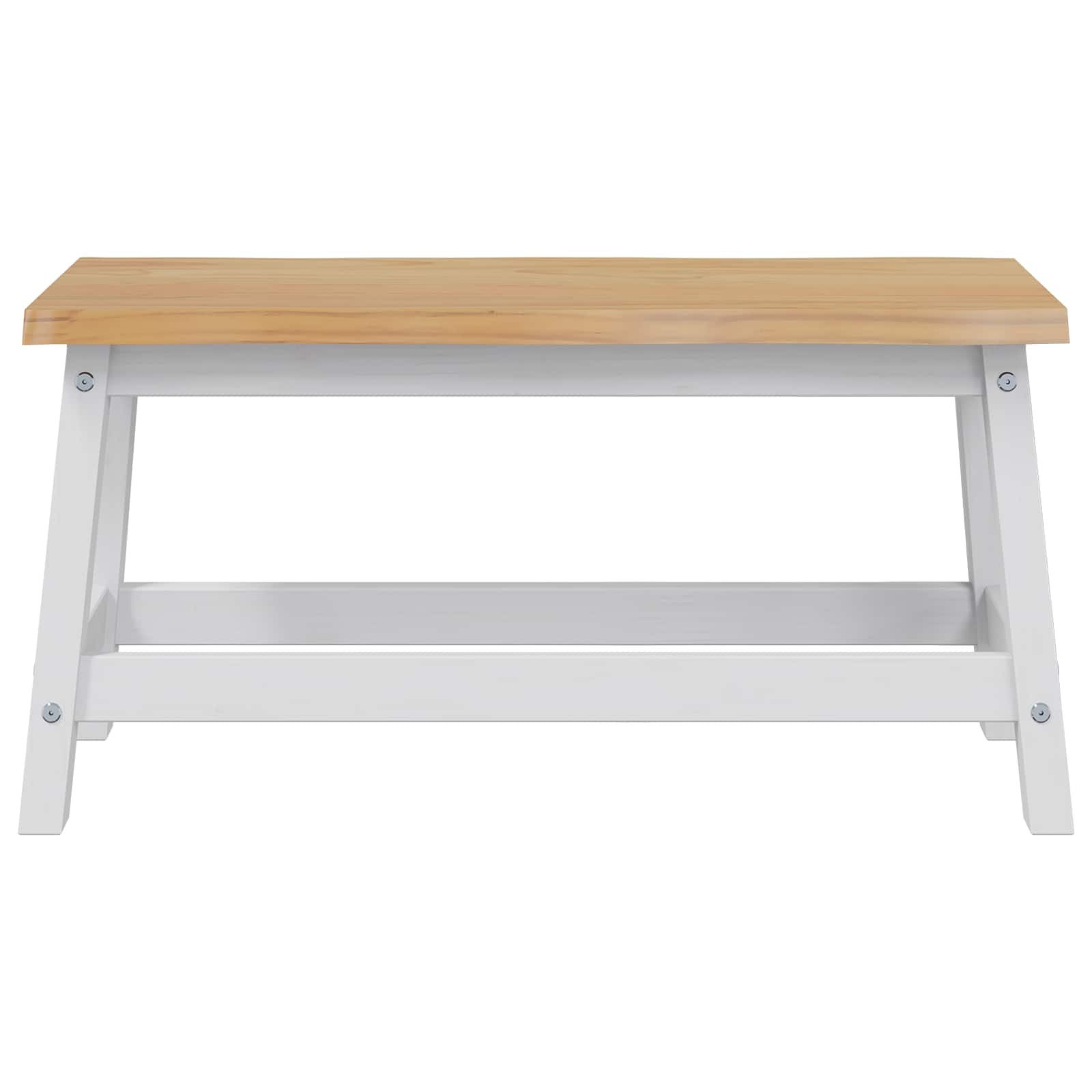 vidaXL Essbank Esstischbank EKAI Weiß 91,5 x 29 x 45,5 cm Massives Kiefernholz (1-St)