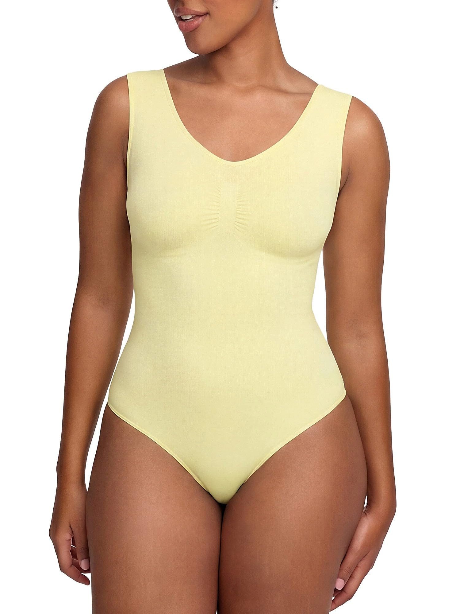 cfab (creamy fabrics) Miederbody Tank Bodysuit Sculpting Shapewear mit Slip-Baby Yellow-XS (1-tlg) Figurformend