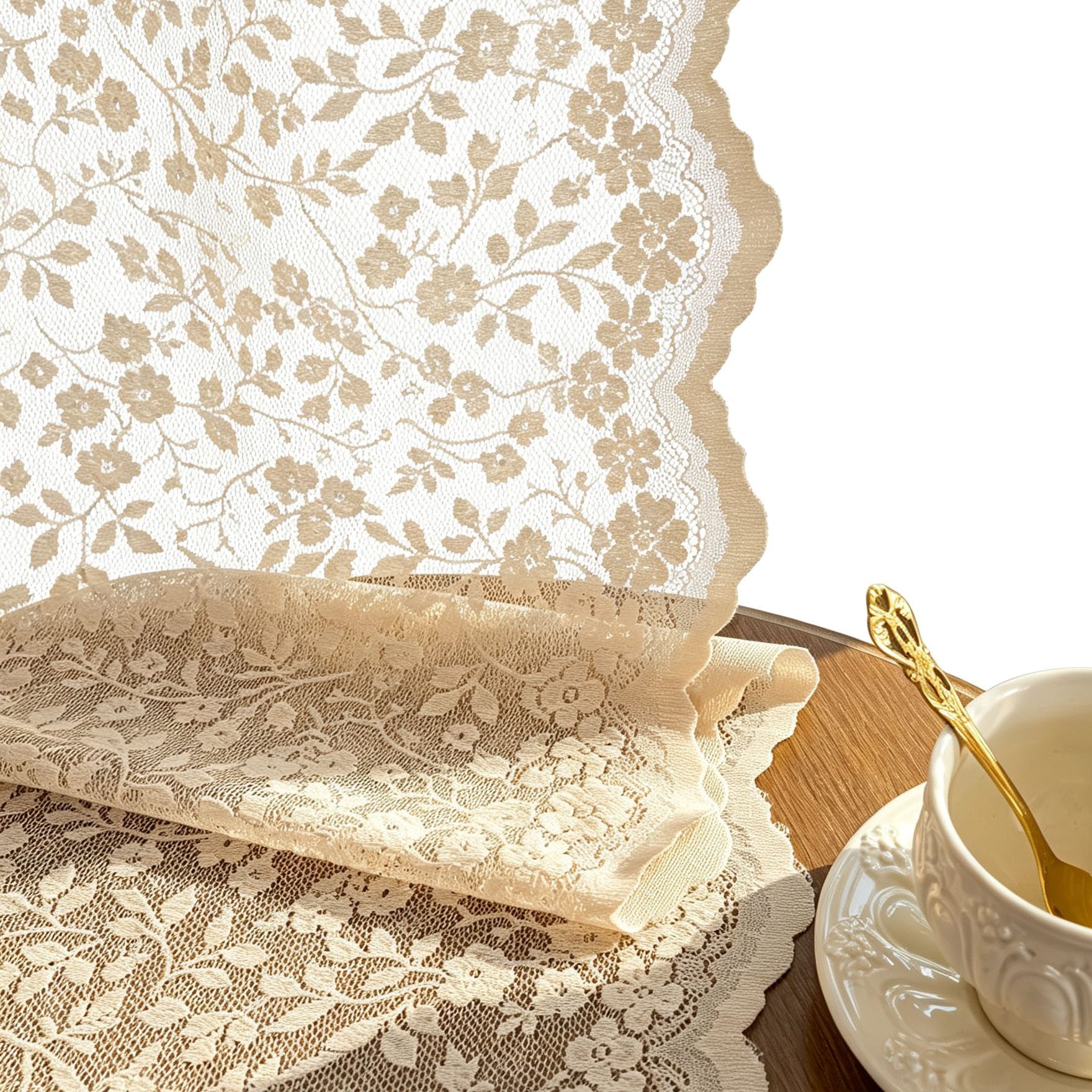Agger Gardine Vintage-Spitzenvorhang, lichtdurchlässiger Vorhang mit Blumenmuster, geeignet für Schlafzimmer, Wohnzimmer und andere Wohnraumdekoration