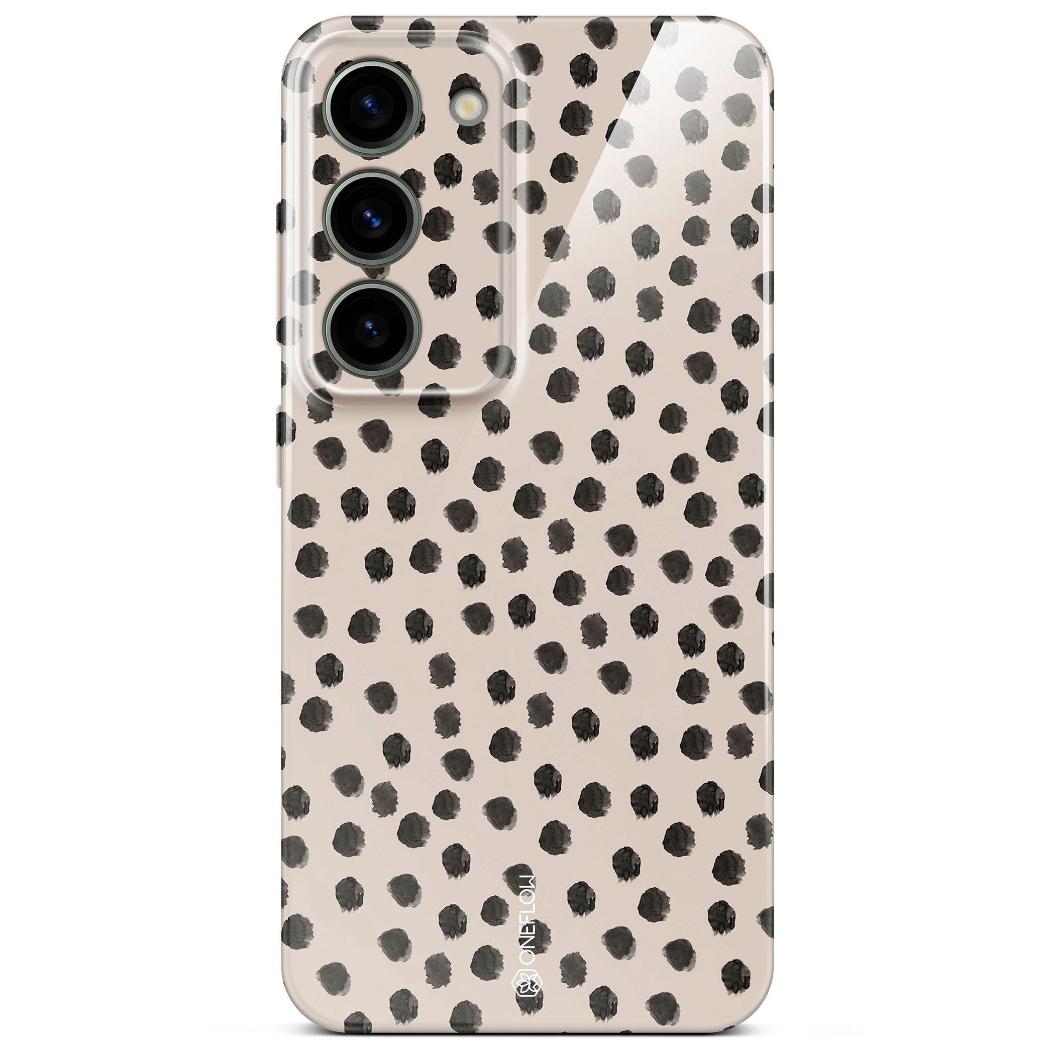 ONEFLOW Handyhülle für Samsung Galaxy S23 Splash Cover Creme Beige Punkte 6,1 Zoll, Hülle mit Design Muster Designer Case Kameraschutz Handy Schutzhülle