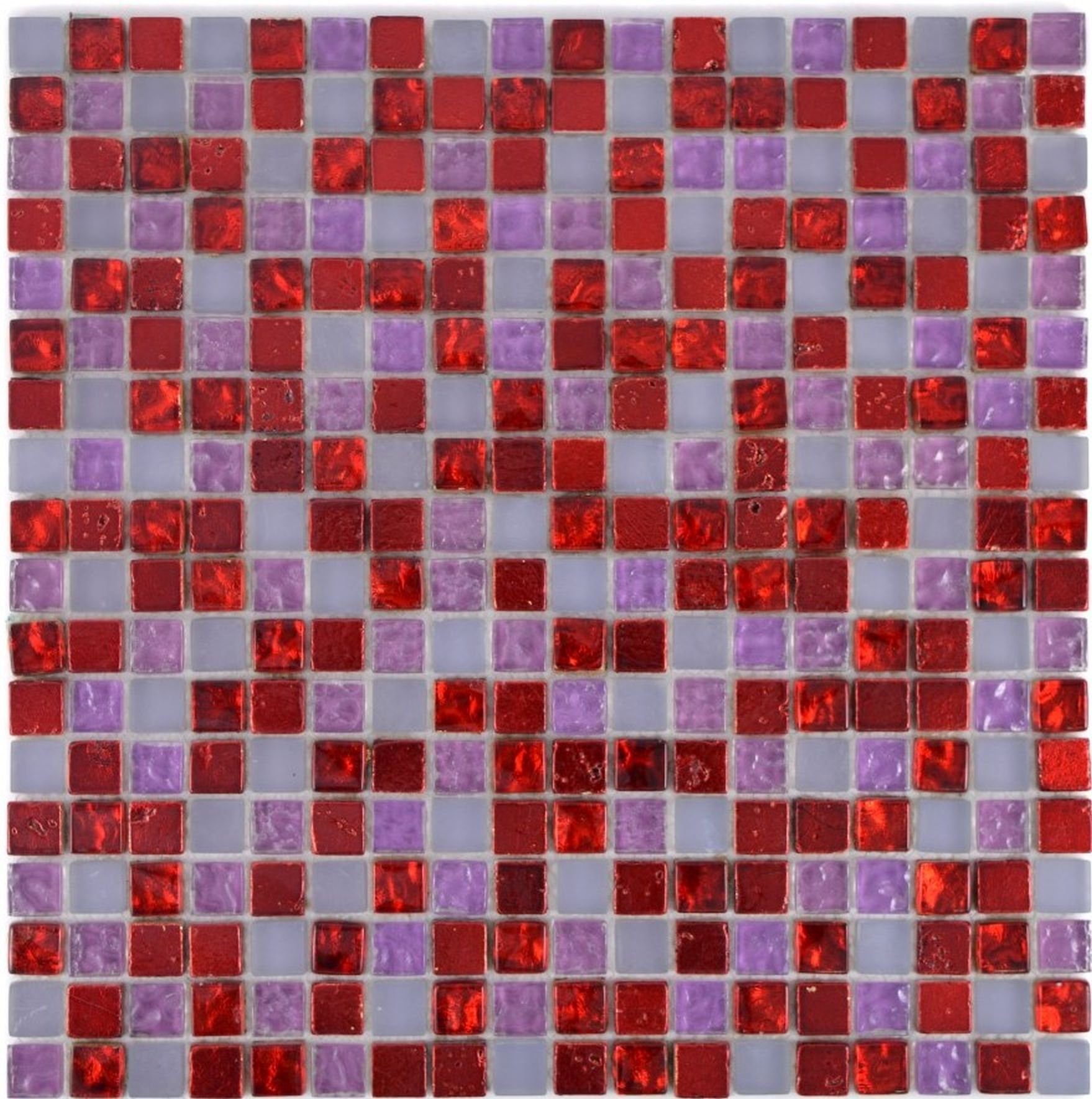 Mosani Mosaikfliesen Glasmosaik Mosaikfliese rot pink Resin matt Milchglas gefrostet