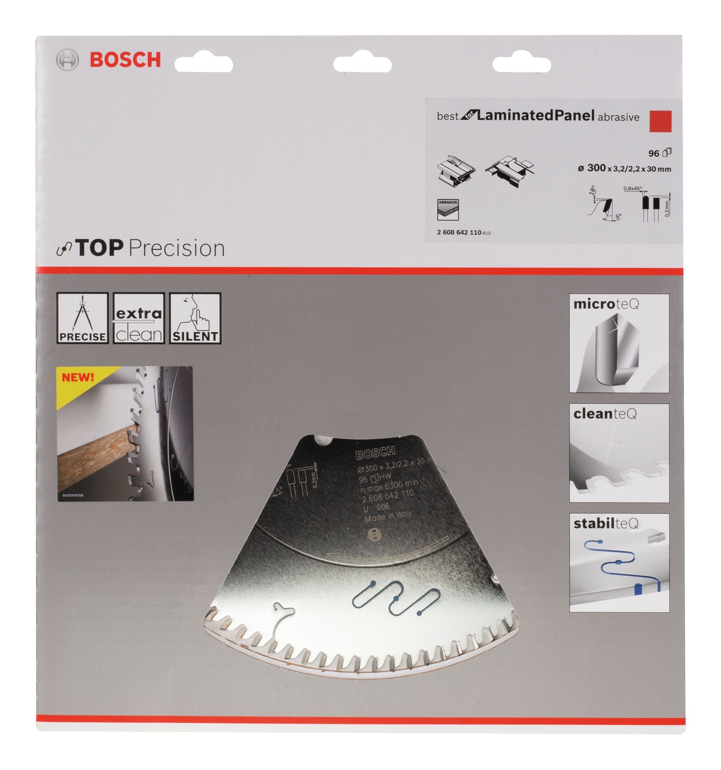 BOSCH Kreissägeblatt, Top Precision Best Abrasive 96Z - Panel Laminated x 3 30 300 x for