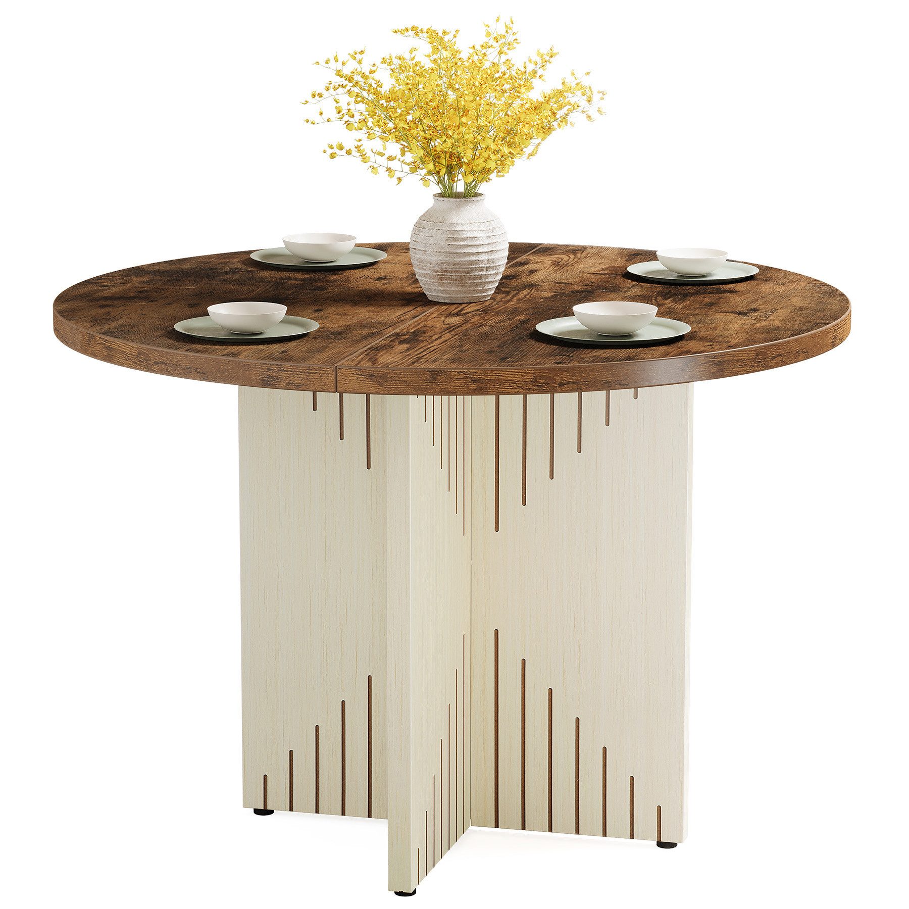 Tribesigns Esstisch Runder Esstisch für 4 Personen, Allholz-Esszimmertisch, günstig online kaufen