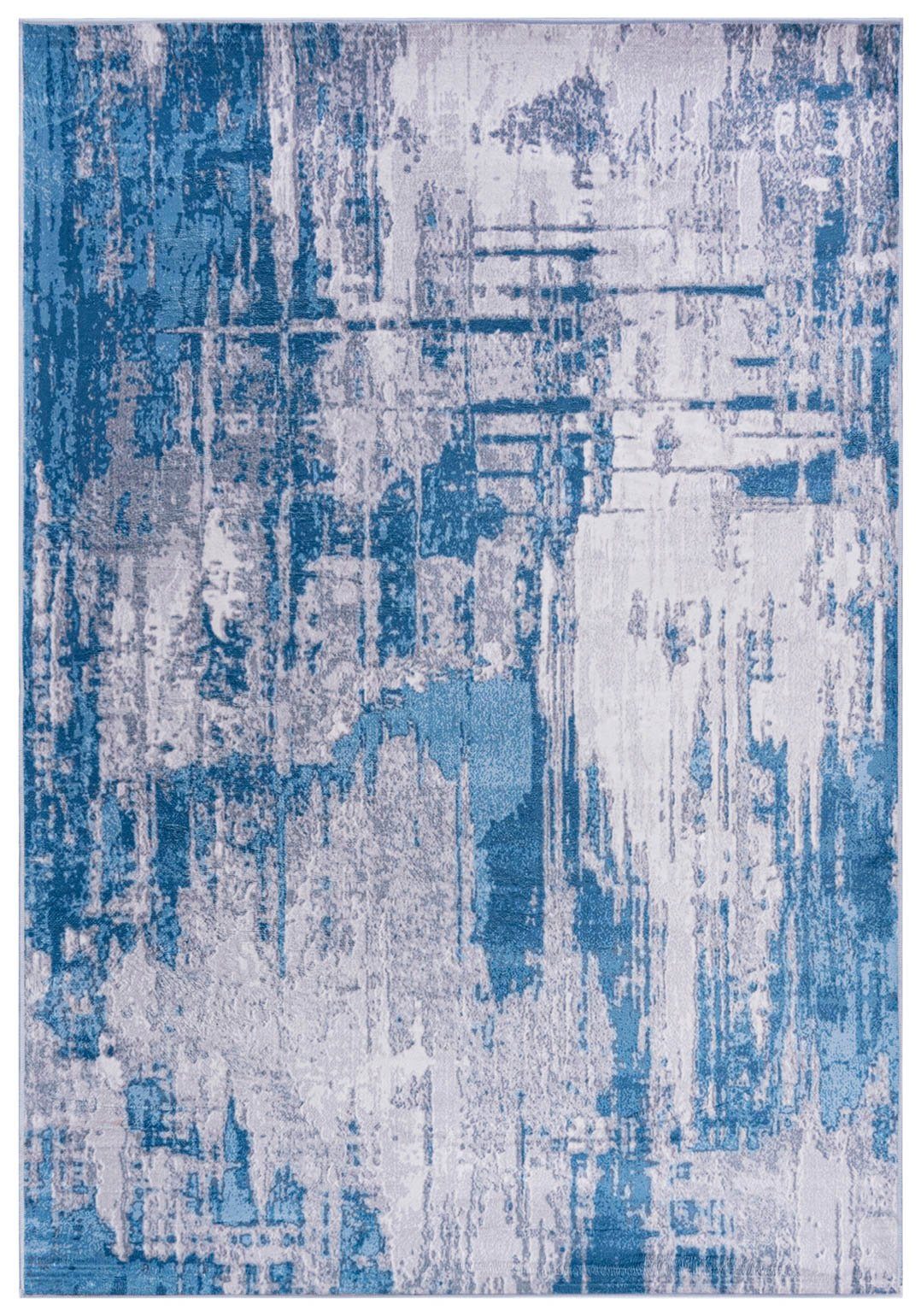 Mazovia Designteppich Modern Teppich Wohnzimmerteppich Abstrakt Vintage Blau Grau, 120 x 170 cm, Fußbodenheizung, Всеrgiker geeignet, Rutschfest