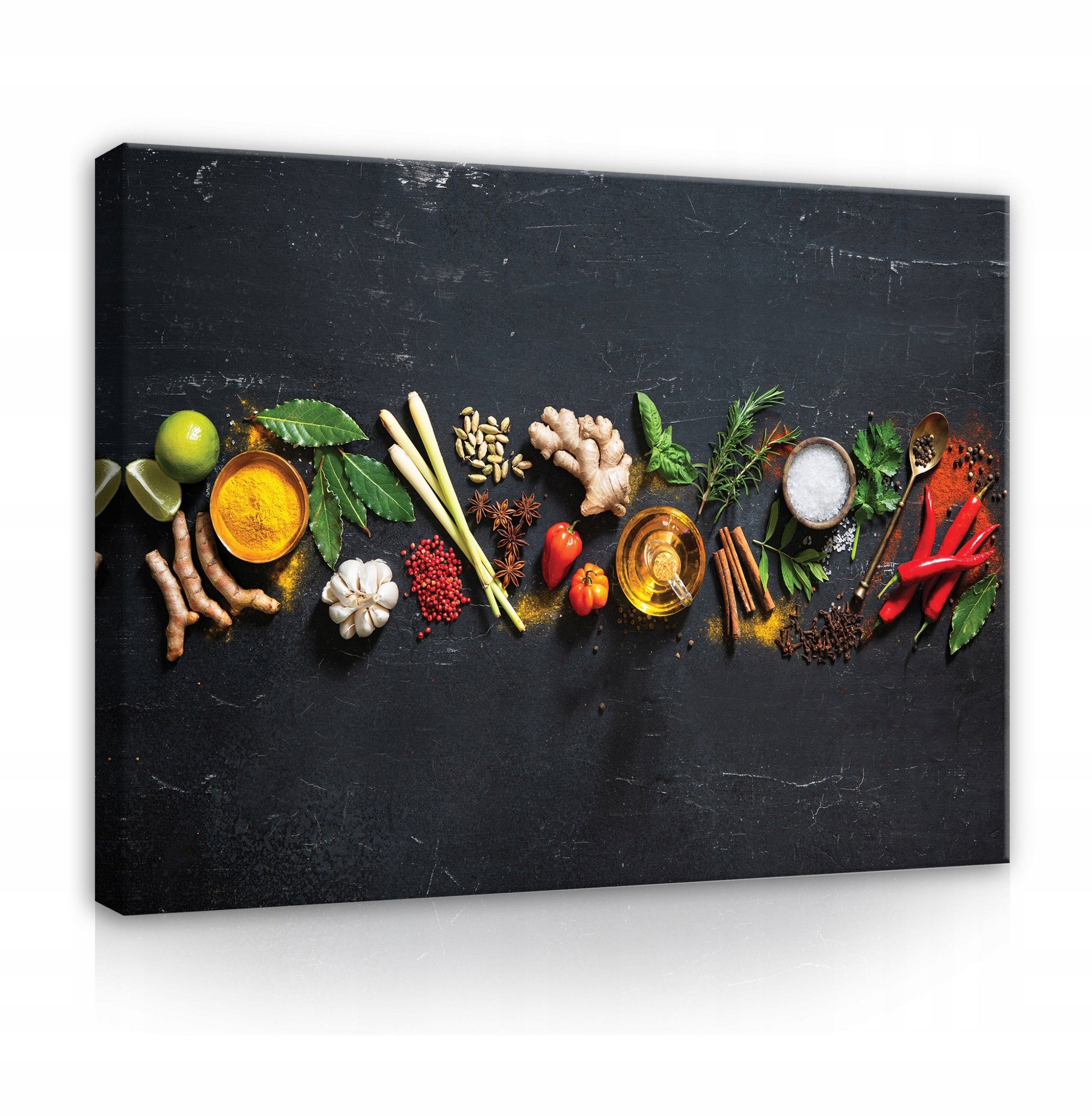 Wallarena Leinwandbild Gewürzen und Kräutern Kochen Wandbild Groß XXL Wandbilder Leinwandbilder Modern Canvas Kunstdruck Bild Auf Leinwand Bilder für Küche, (Einteilig), Aufhängefertig