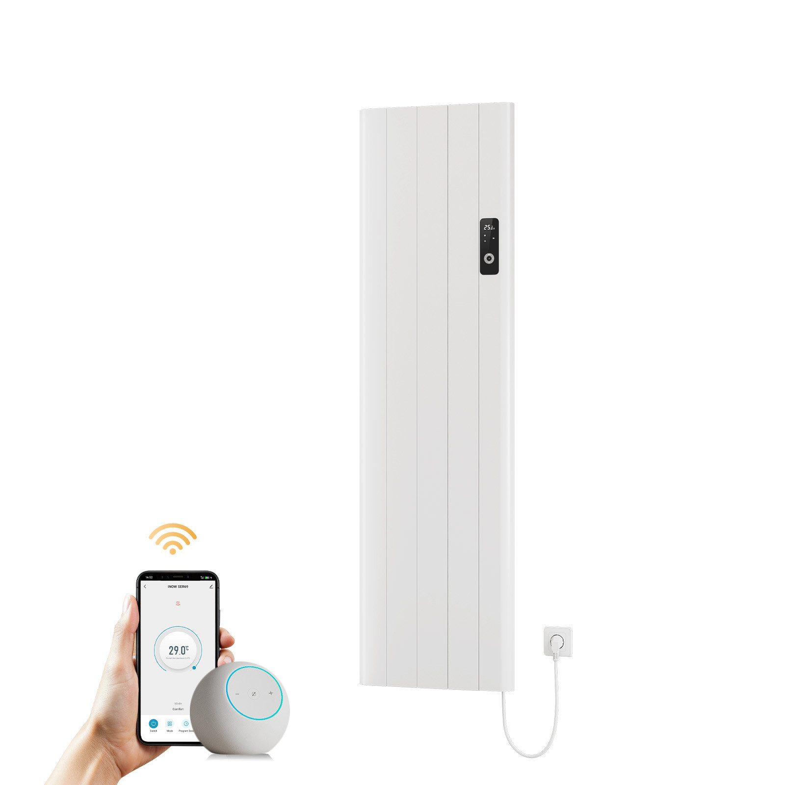 EMKE Elektro-Heizkörper Aluminium-Heizkörper mit WLAN, LCD-Display und Thermostat, Aluminium-Wandheizung mit LCD-Display für flexible Heizzeiten – Bild 2 von 5