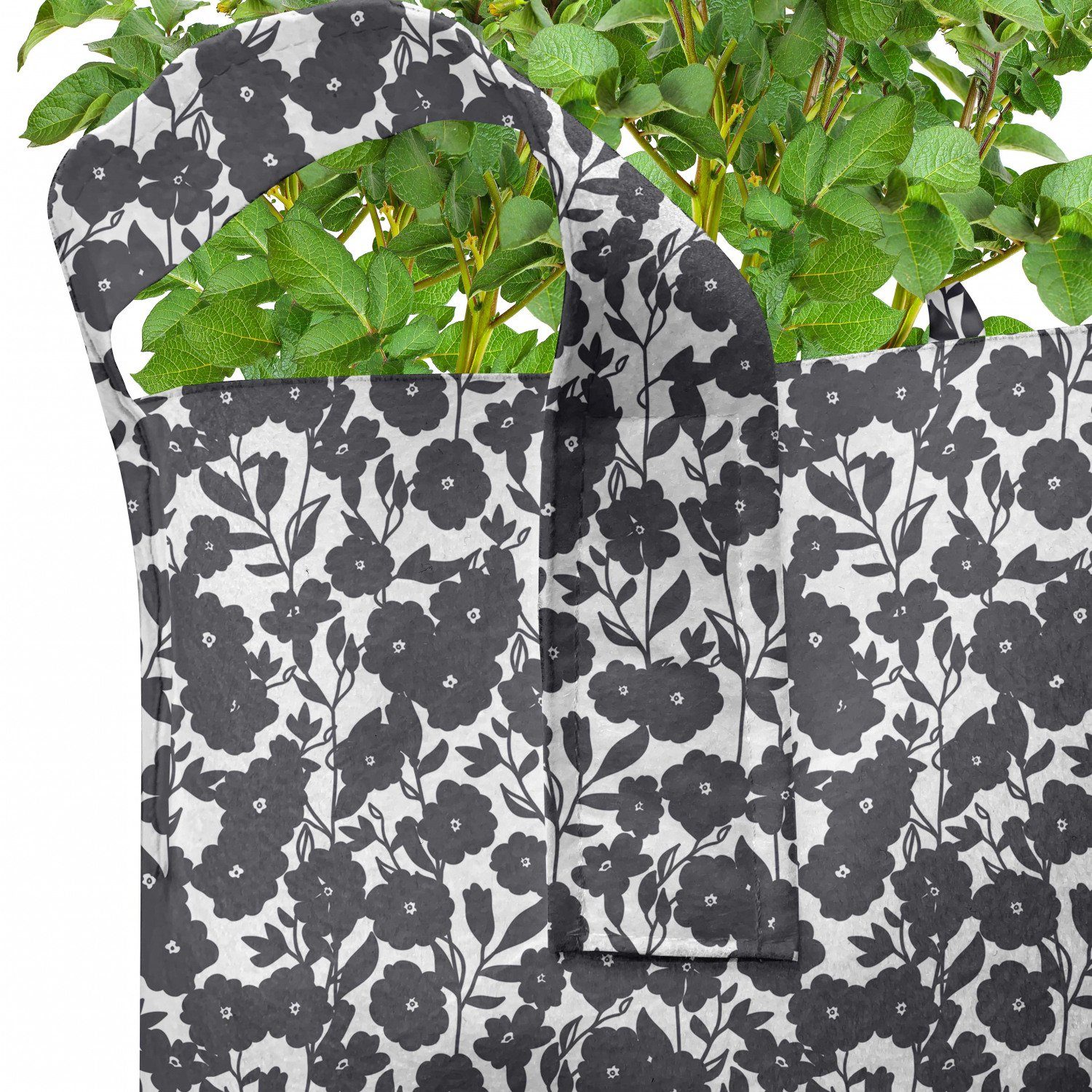 Abakuhaus Pflanzkübel hochleistungsfähig Stofftöpfe mit Blumen für Gartenarbeit Schwarz-Weiss Pflanzen, Griffen