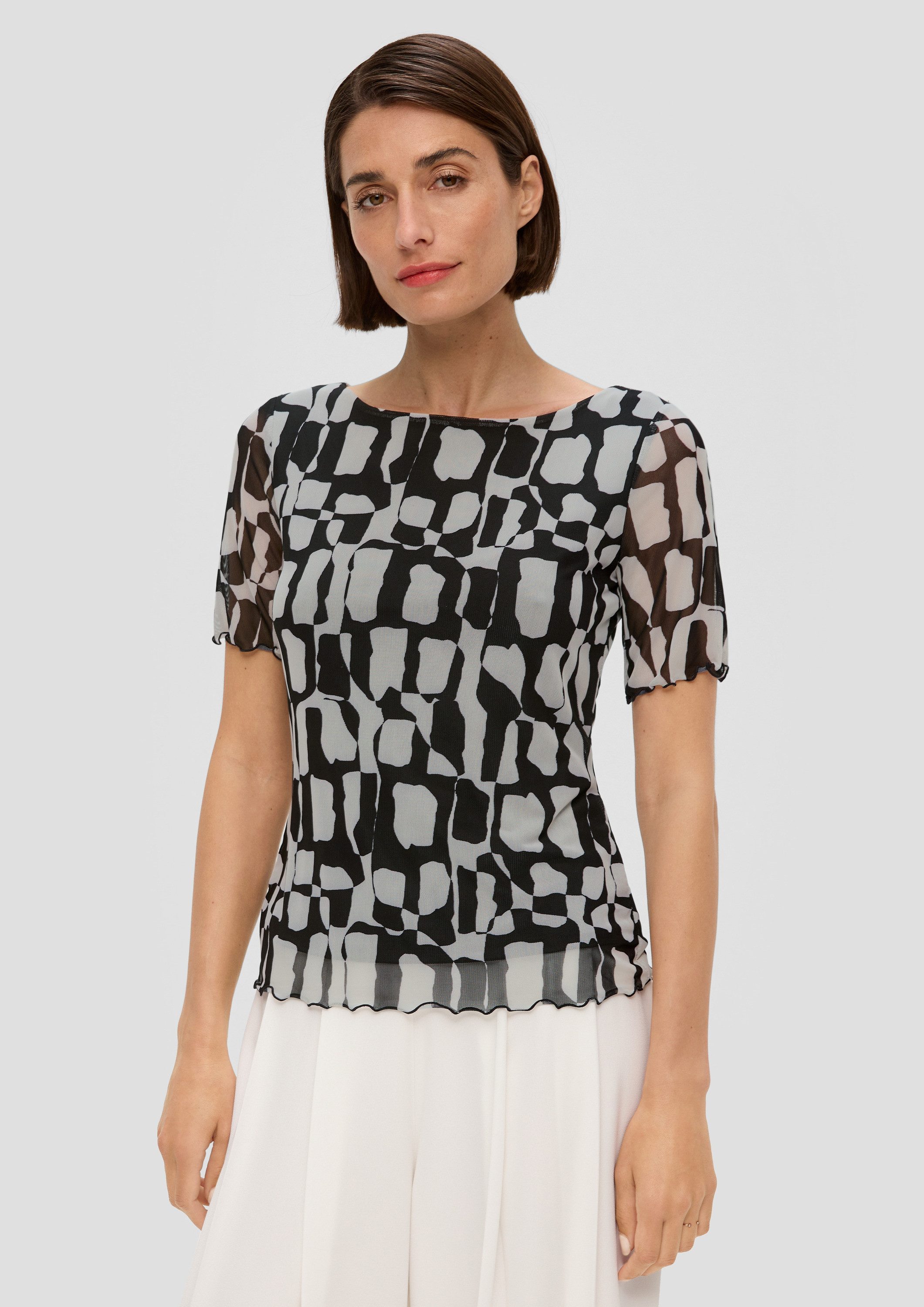 s.Oliver Kurzarmshirt T-Shirt T-Shirt mit Mesh-Overlay günstig online kaufen