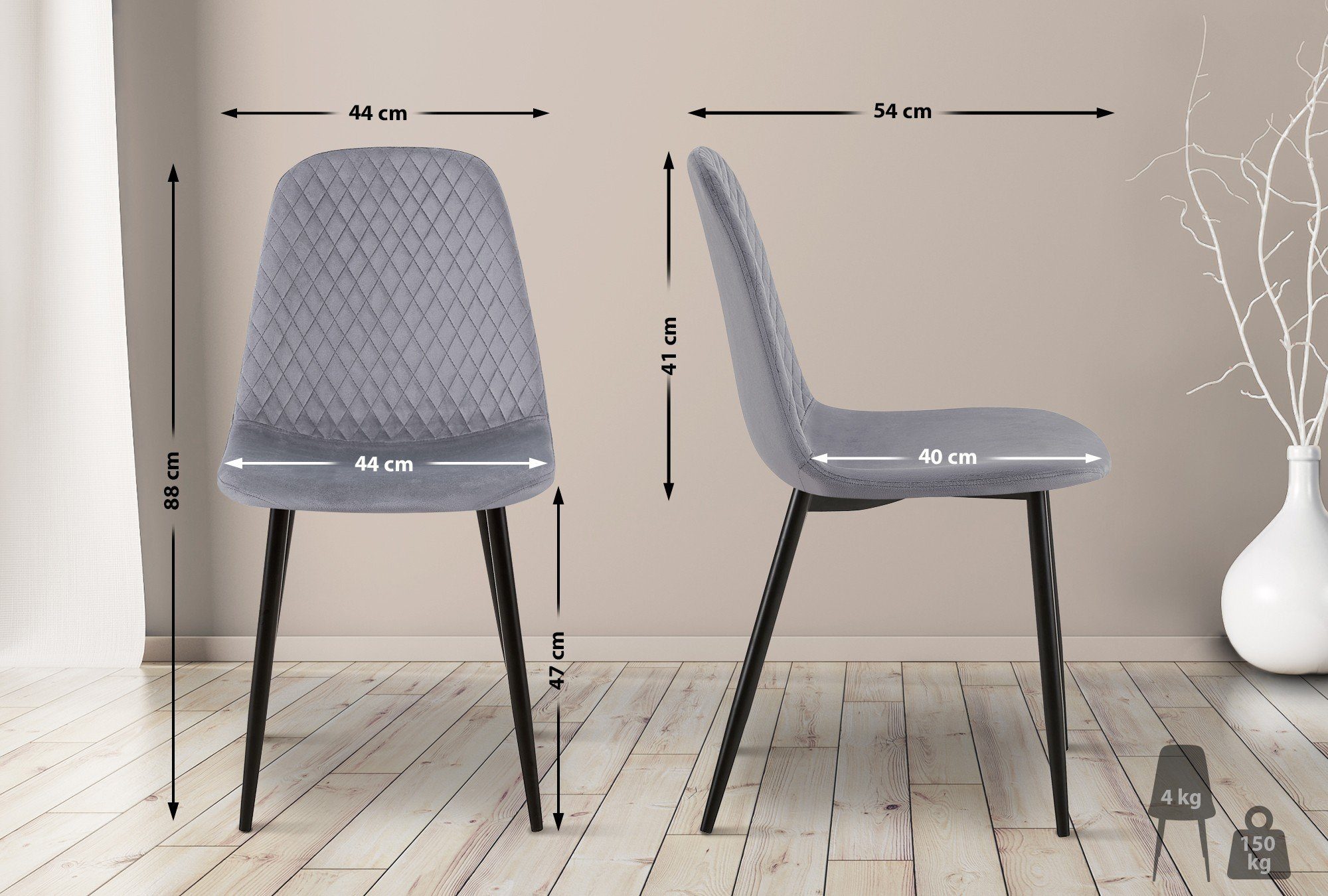 CLP Esszimmerstuhl Giverny, Samt/ Stoff, Ziernähte, günstig online kaufen