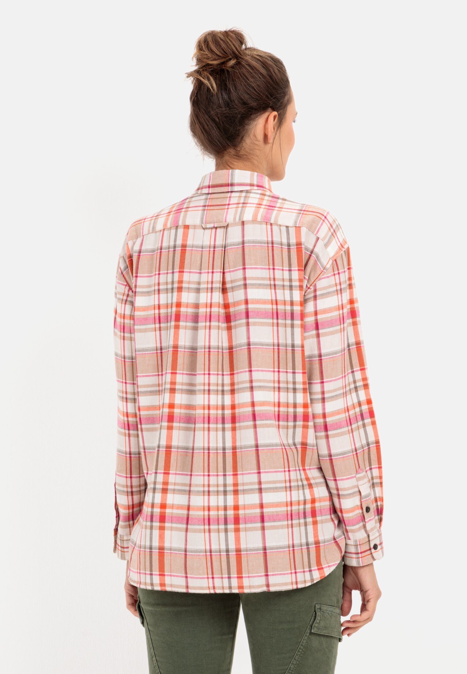 camel active Hemdbluse im Karomuster Langarm Kentkragen kariert