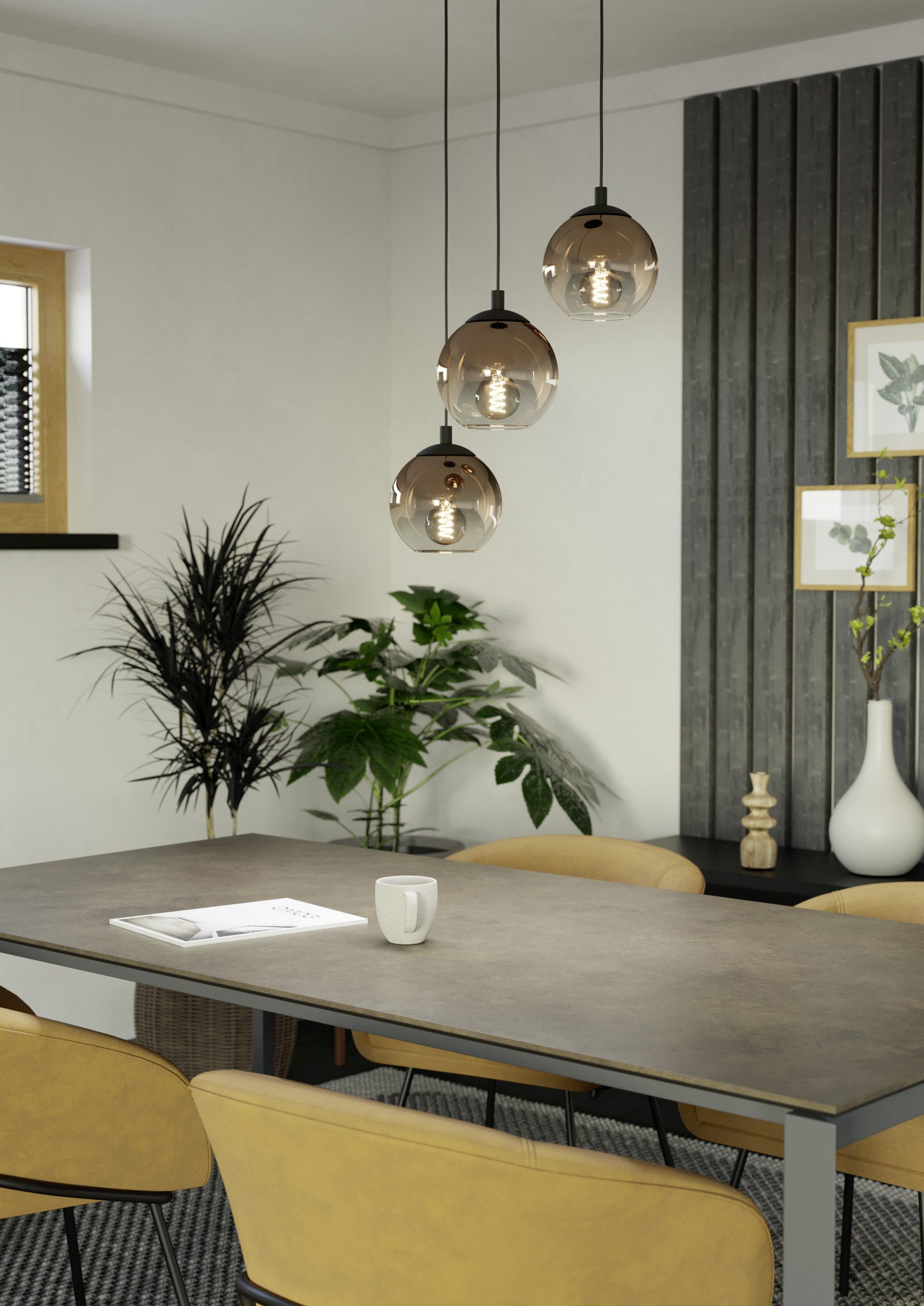 EGLO Hängeleuchte ARISCANI 1 Pendellampe - Stahl - E27 - 3X60W - IP20, ohne Leuchtmittel, Hängelampe, Deckenlampe, Wohnzimmer, Esszimmer, H110 x Ø42,5 cm