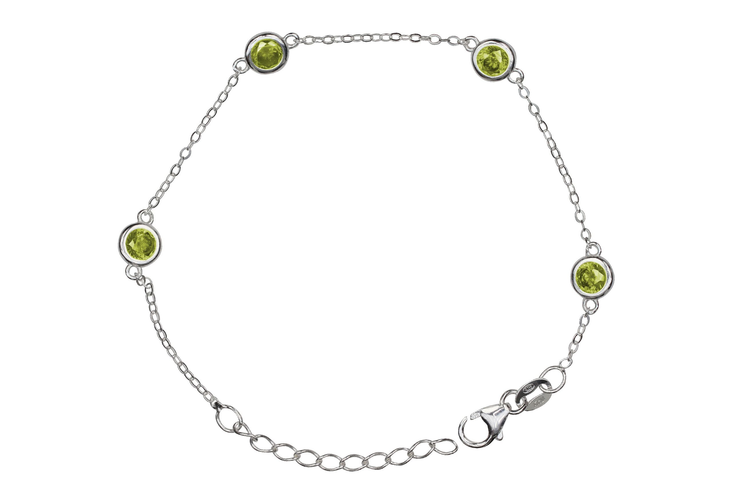 Silberarmband Feines Forzatina-Armband mit grünen Zirkonia-Steinen