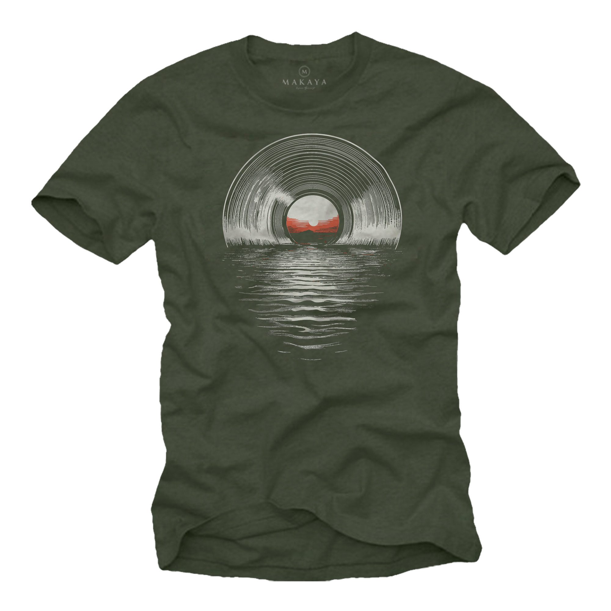 T-Shirt Vintage Herrenshirt für Musikliebhaber – mit Schallplatte Print