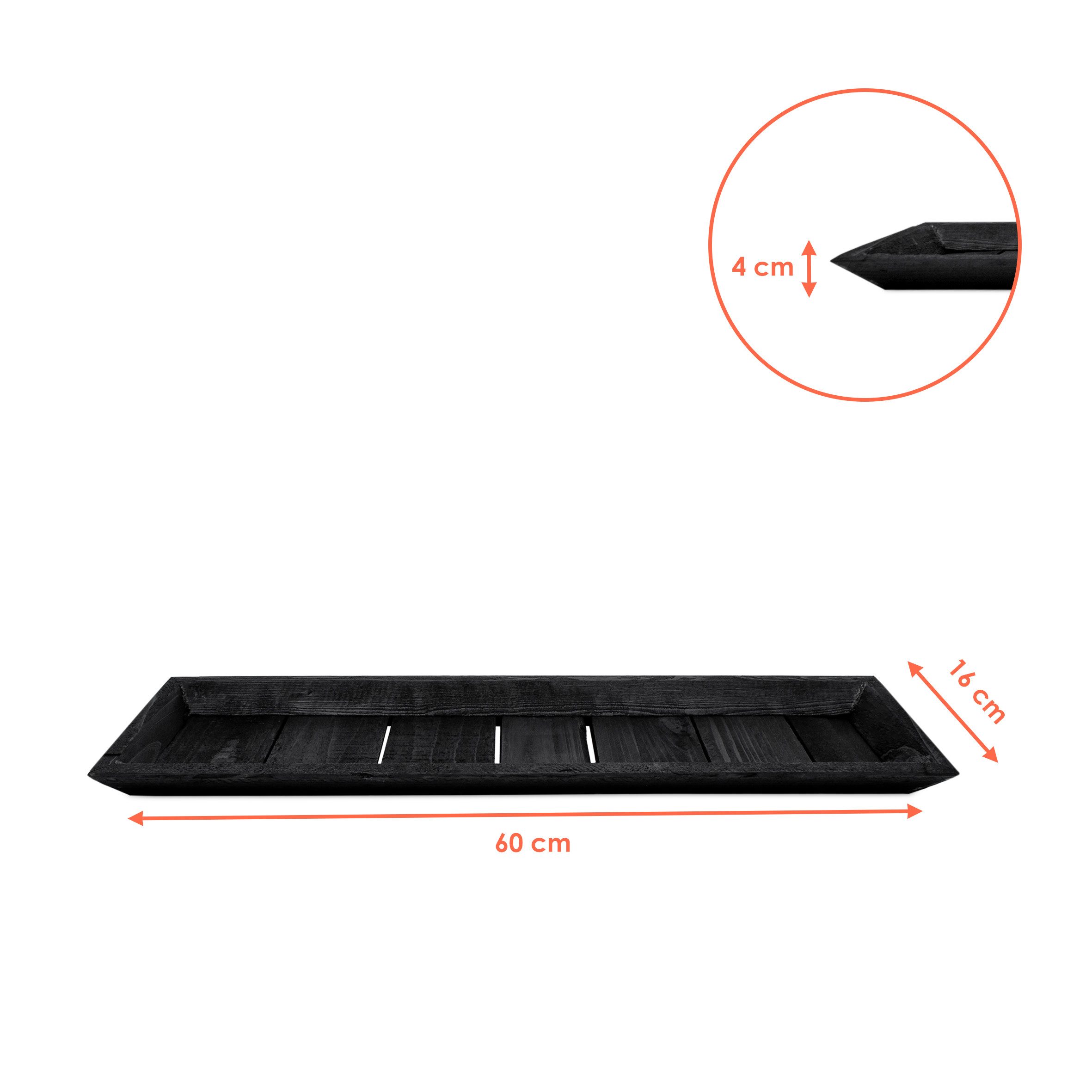Spetebo Dekotablett aus Holz - rechteckig - schwarz (Kerzentablett, 1 St., günstig online kaufen
