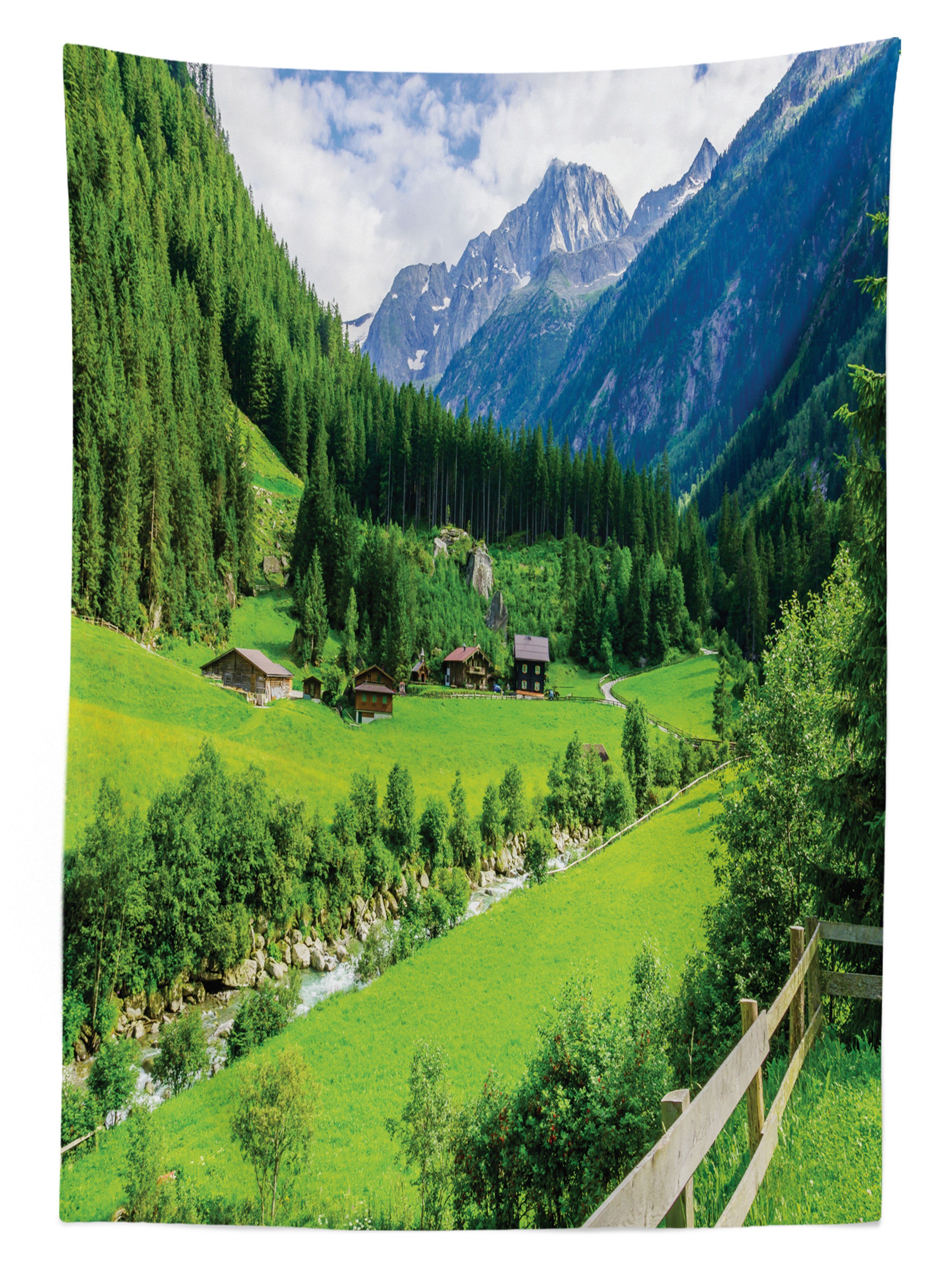 Natur den geeignet Außen Farben, Bereich Klare Pastoral Farbfest Abakuhaus Alpine Für Waschbar Tischdecke Landschaft