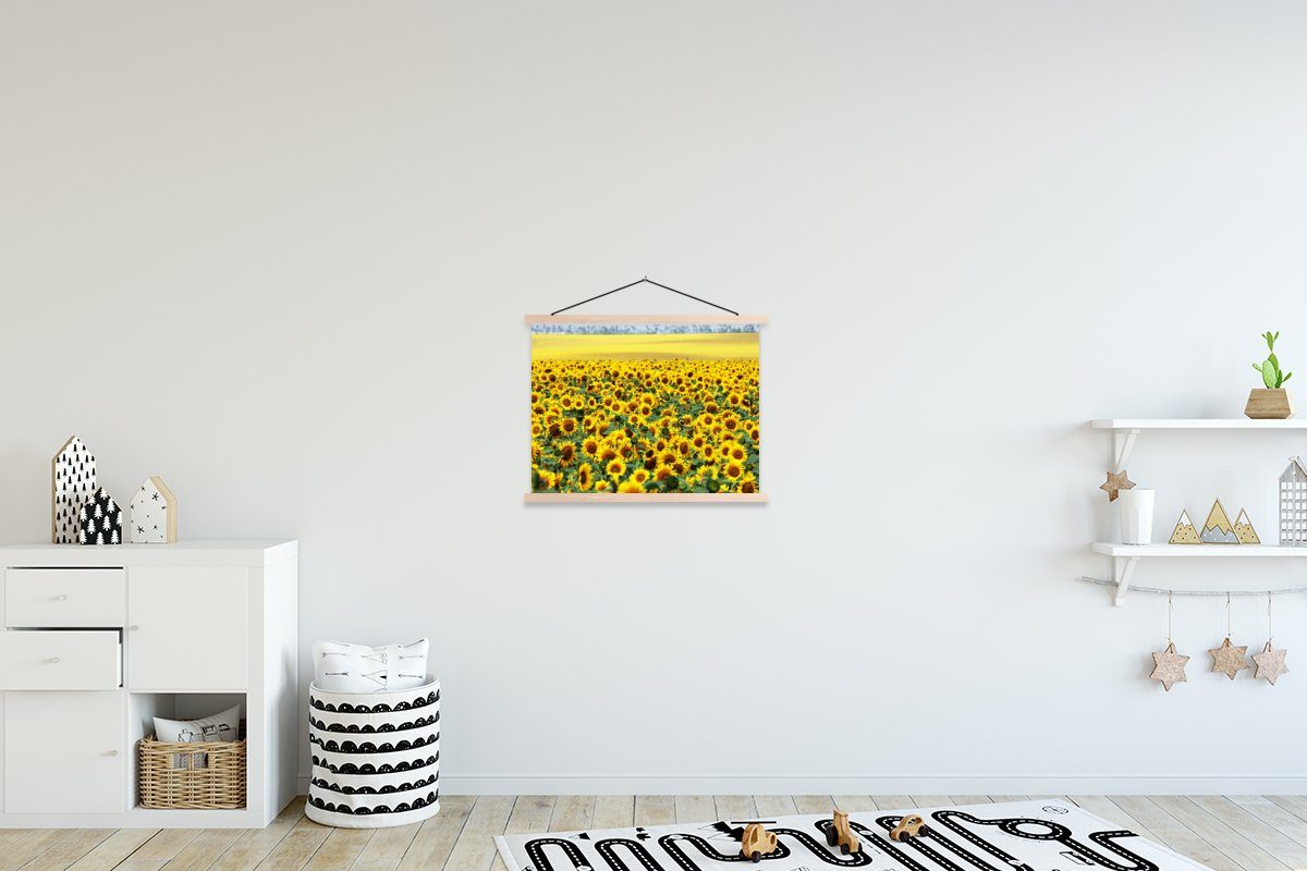 MuchoWow Poster Sonnenblume - Blumen - Natur, (1 St), Posterleiste, Textilposter für Wohnzimmer, Bilderleiste, Magnetisch