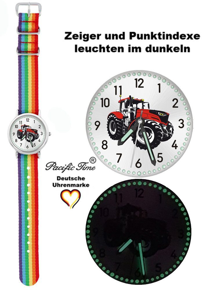 Regenbogen und rot Kinder Versand Time - Armbanduhr Traktor Design Wechselarmband, Pacific Mix Quarzuhr Match Gratis
