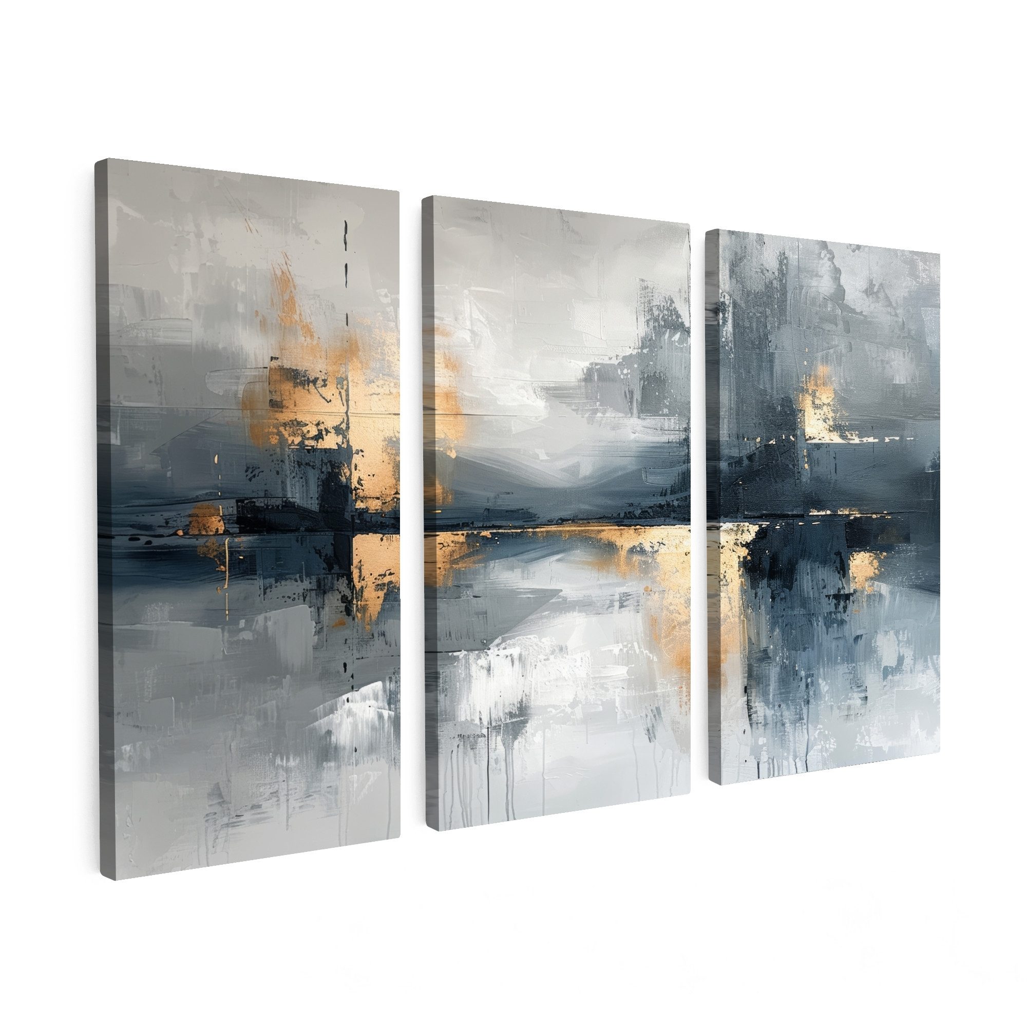 MuchoWow Leinwandbild Abstrakt - Grau - Gold - Modern, Fotodruck (3 St), Wa günstig online kaufen