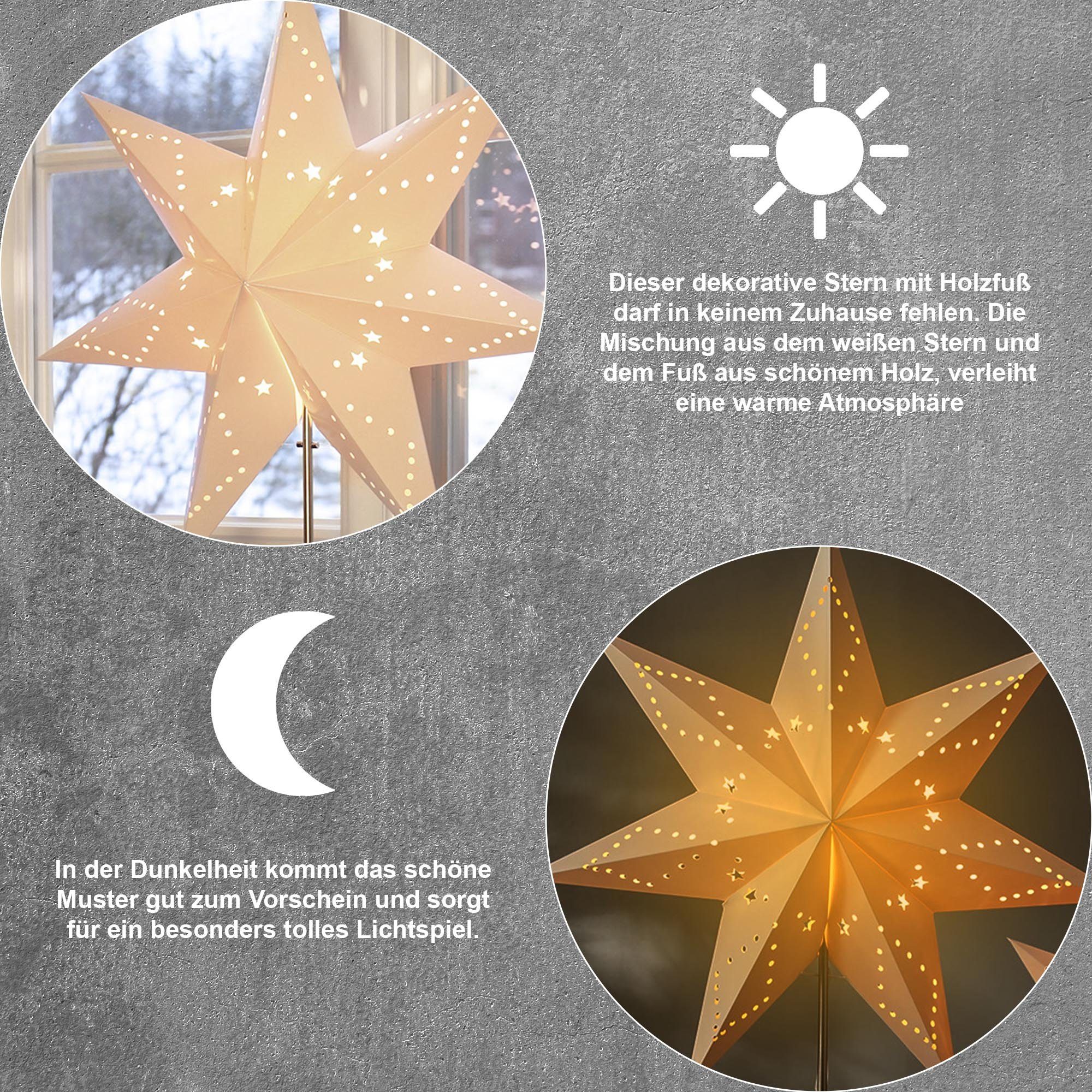 beleuchtet STAR Fensterstern LED Star mit Dekolicht stehend TRADING Bel Trading Weihnachtsstern Karo,