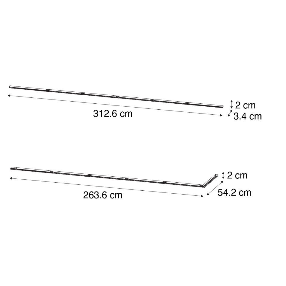 Qazqa Schienensystem-Schienen Iconic, 312.6 cm, (1-tlg), QAZQA Schienen­leuchte, Schwarz, Aluminium, Modern