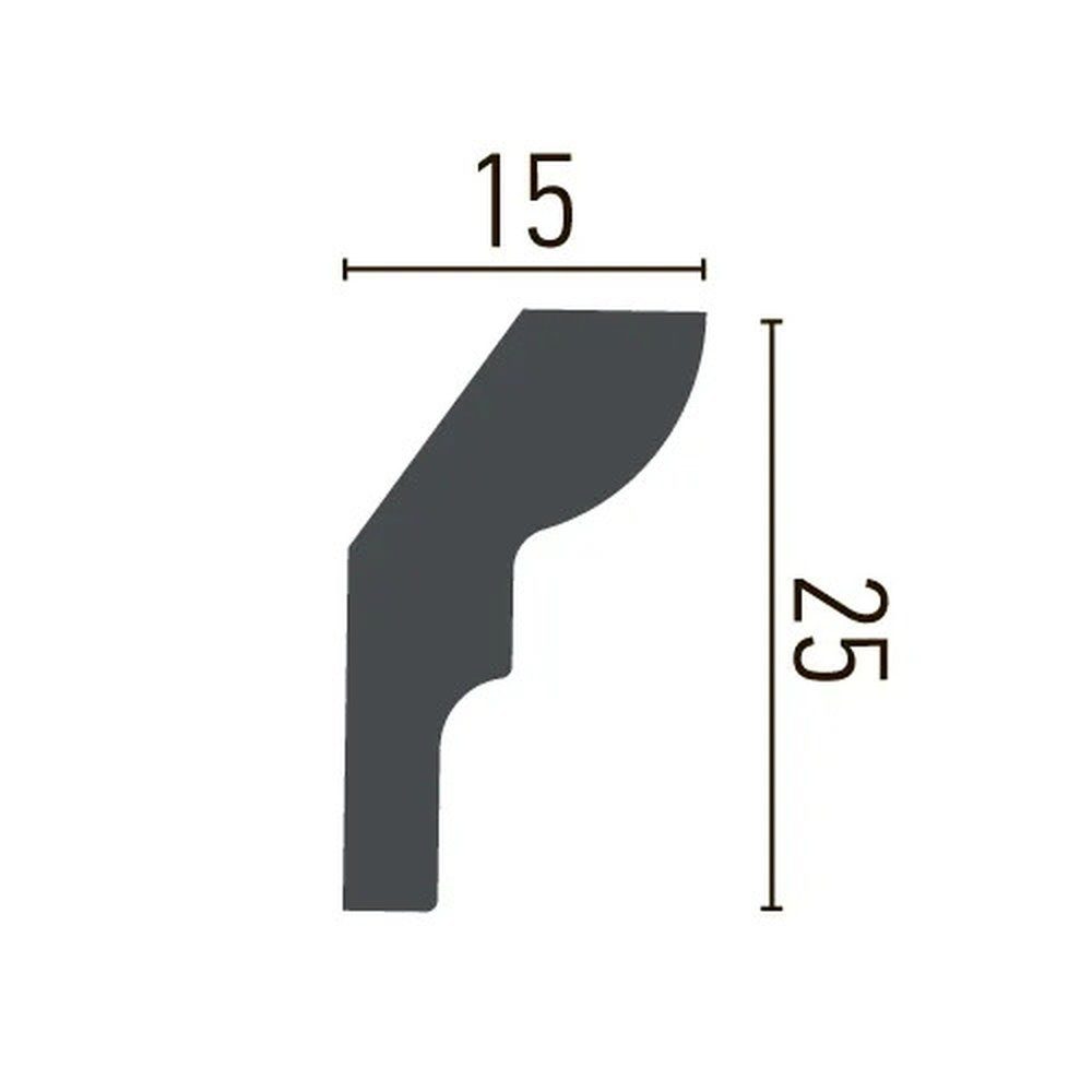 PROVISTON Stuckleiste Polyurethan, 25 x 15 x 2000 mm, Weiß, Deckenleiste, Kleben, Polyurethan, 1-St.