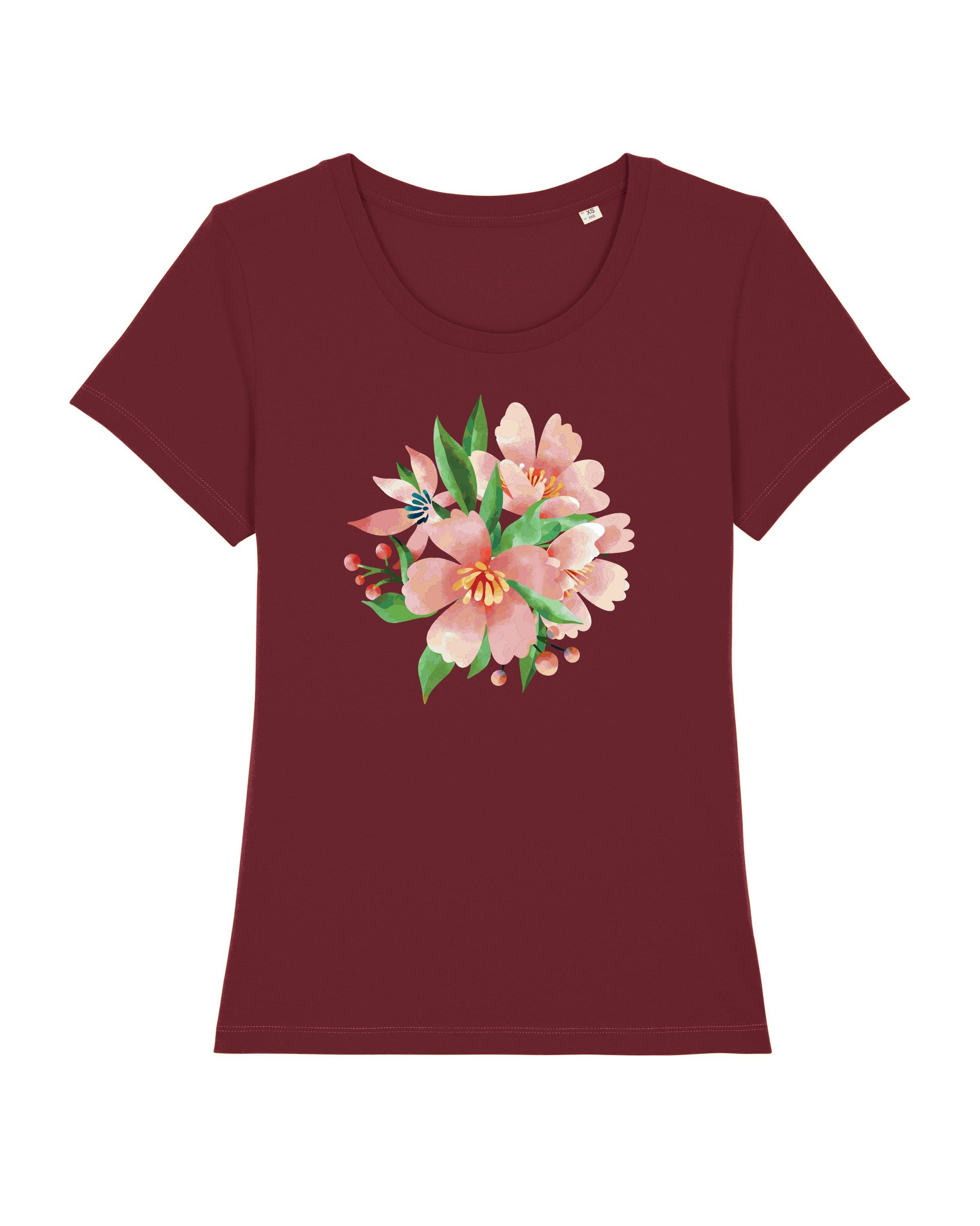 wat? Apparel Print-Shirt Blume in Wasserfarbe 04 (1-tlg) weinrot