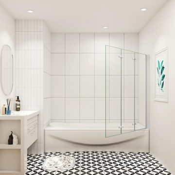 duschspa Badewannenaufsatz 130x140cm ESG Nano Glas Duschtrennwand Faltwand auf Badewanne, Einscheibensicherheitsglas, Sicherheitsglas, (Set), Glas, Nano Glas
