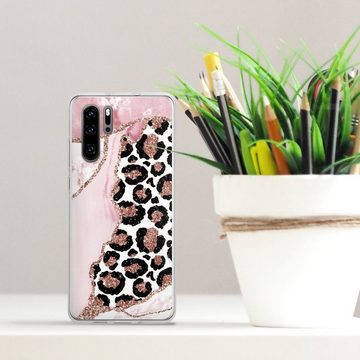 DeinDesign Handyhülle Leopard Glitzer Look Marmor Patterns and Textures Smooth Pink, Huawei P30 Pro New Edition Silikon Hülle Bumper Case Handy Schutzhülle