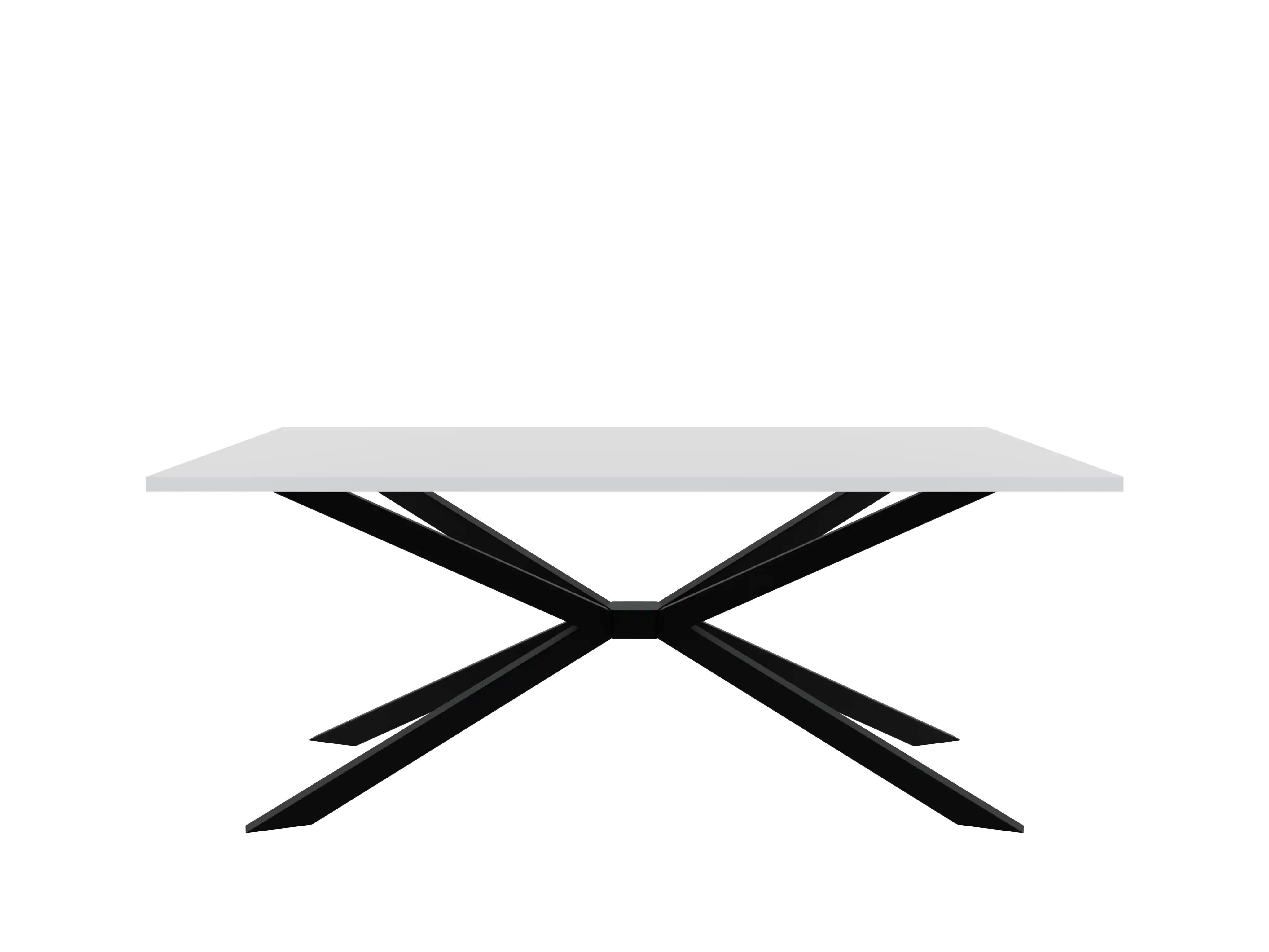 COMBO Esstisch 185x90cm Weiß Schwarze Metallbeine Esszimmer modern (Tischplatte 28mm laminiert 4 Beine Profil 80x40mm), Kratzfest pflegeleicht stabil Weiß Schwarz zeitloses Design
