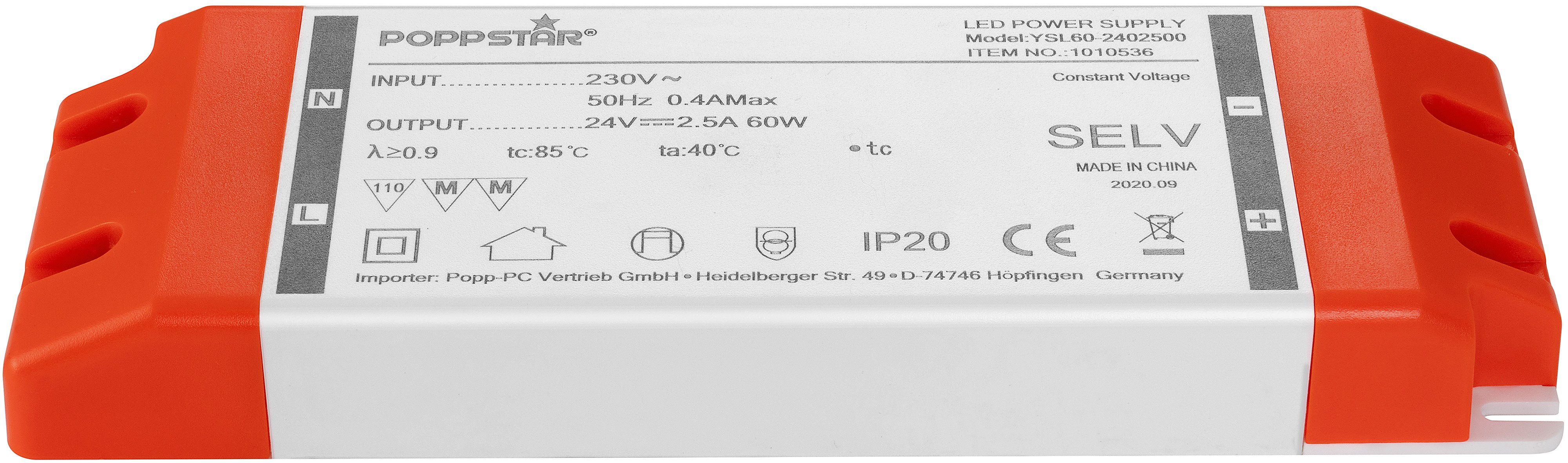 24V LED 2,5A bis Poppstar LED 230V (für Trafo Transformator Watt / LEDs) 0,6 60 AC DC