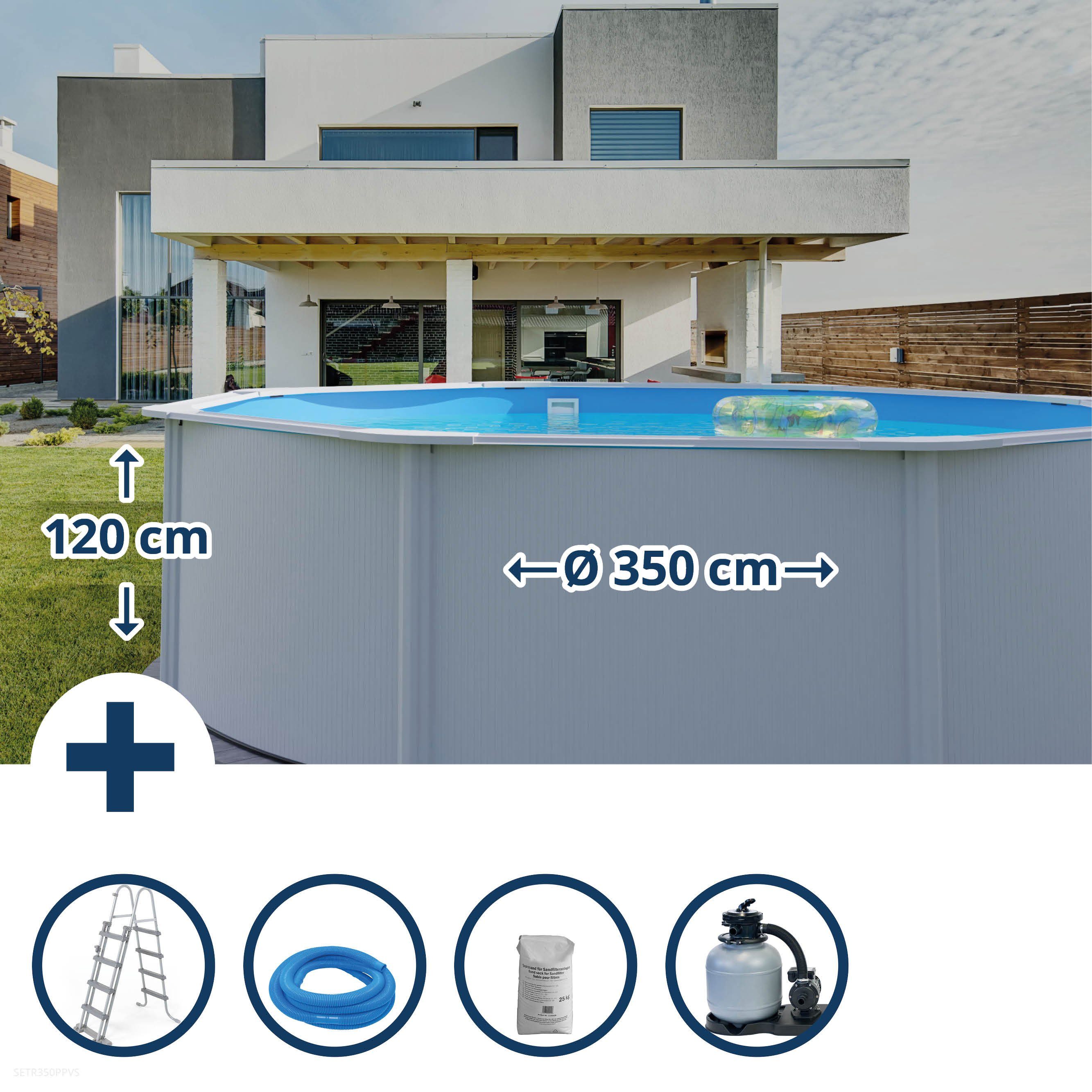 Rundpool Stahlwandpool Set (5-teilig) hoch rund Classic 350