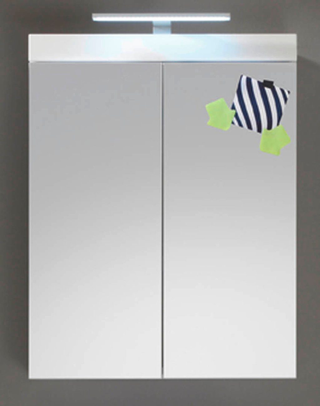 mit ebuy24 2 Badezimmerspiegelschrank Tür Spiegelschrank AmandaMandoBea Bad (1-St) Licht,
