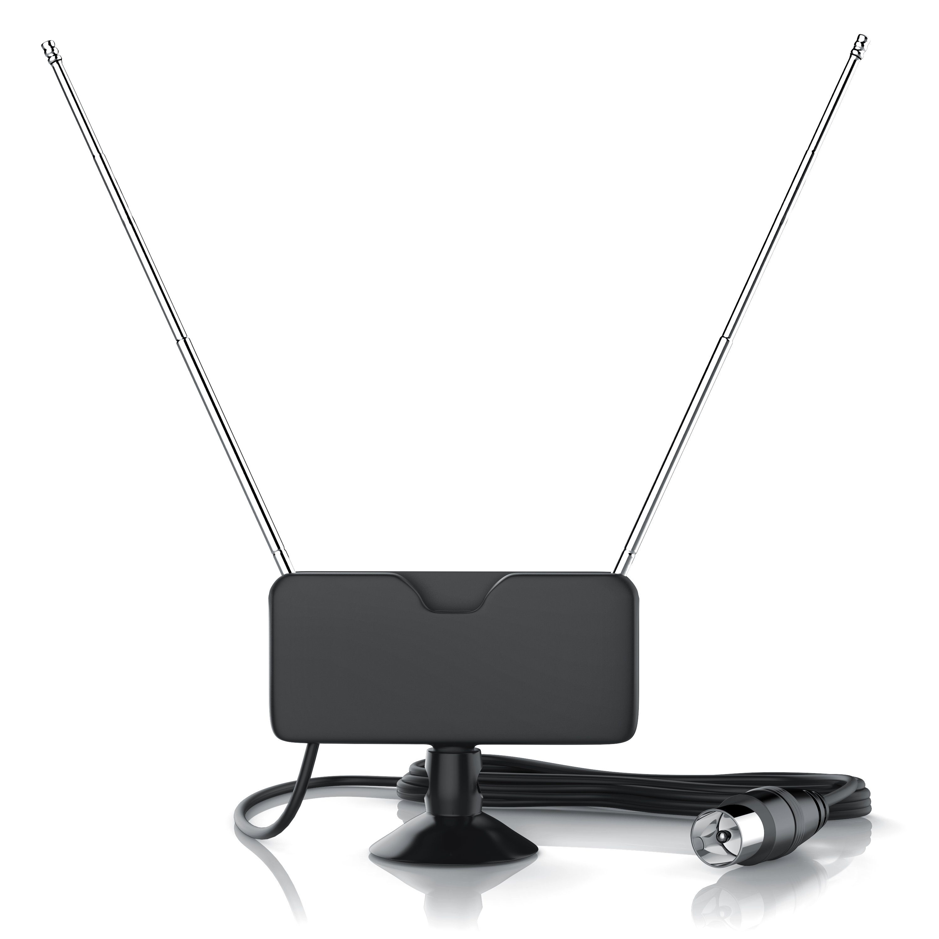 Aplic Stabantenne (DVB-T, DVB-T2, für Innenbereich), digitale DVBT Antenne,  2 Teleskopantennen, Starker Empfang