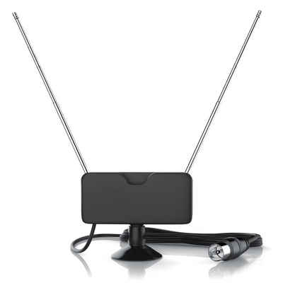Aplic Stabantenne (DVB-T, DVB-T2, für Innenbereich), digitale DVB-T / DVB-T2 Antenne (passiv) zwei Teleskopantennen, gute Empfangsleistung