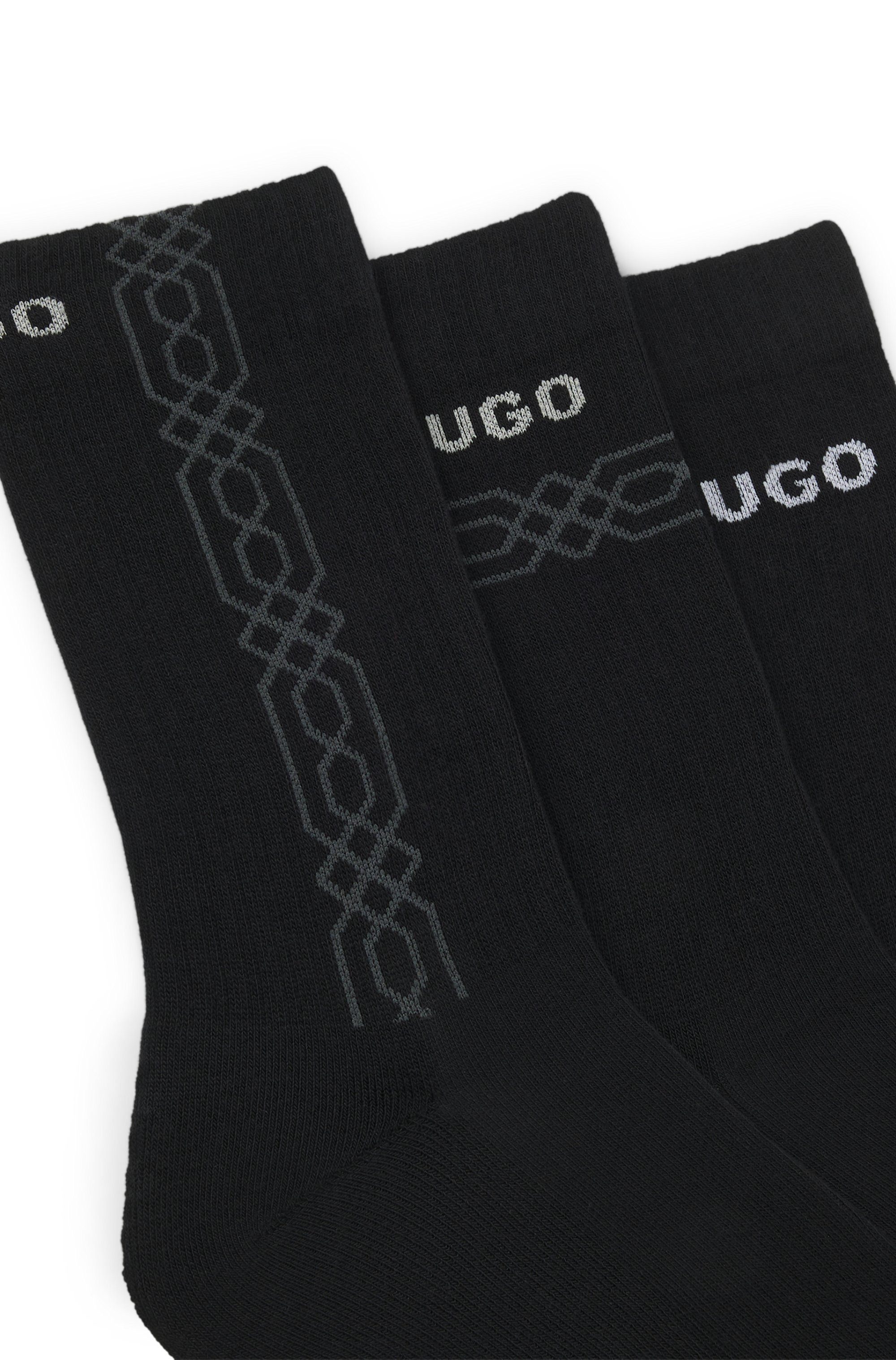 HUGO Kurzsocken (Packung, 3-Paar, 3er) Logoschriftzug, grafisches Muster