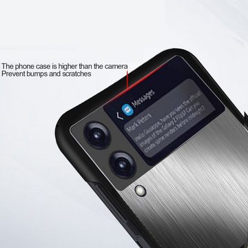 Wigento Handyhülle Für Samsung Galaxy Z Flip3 5G Edelstahl Kunststoff Silikon Cover Handy Tasche Hülle Etuis Gold