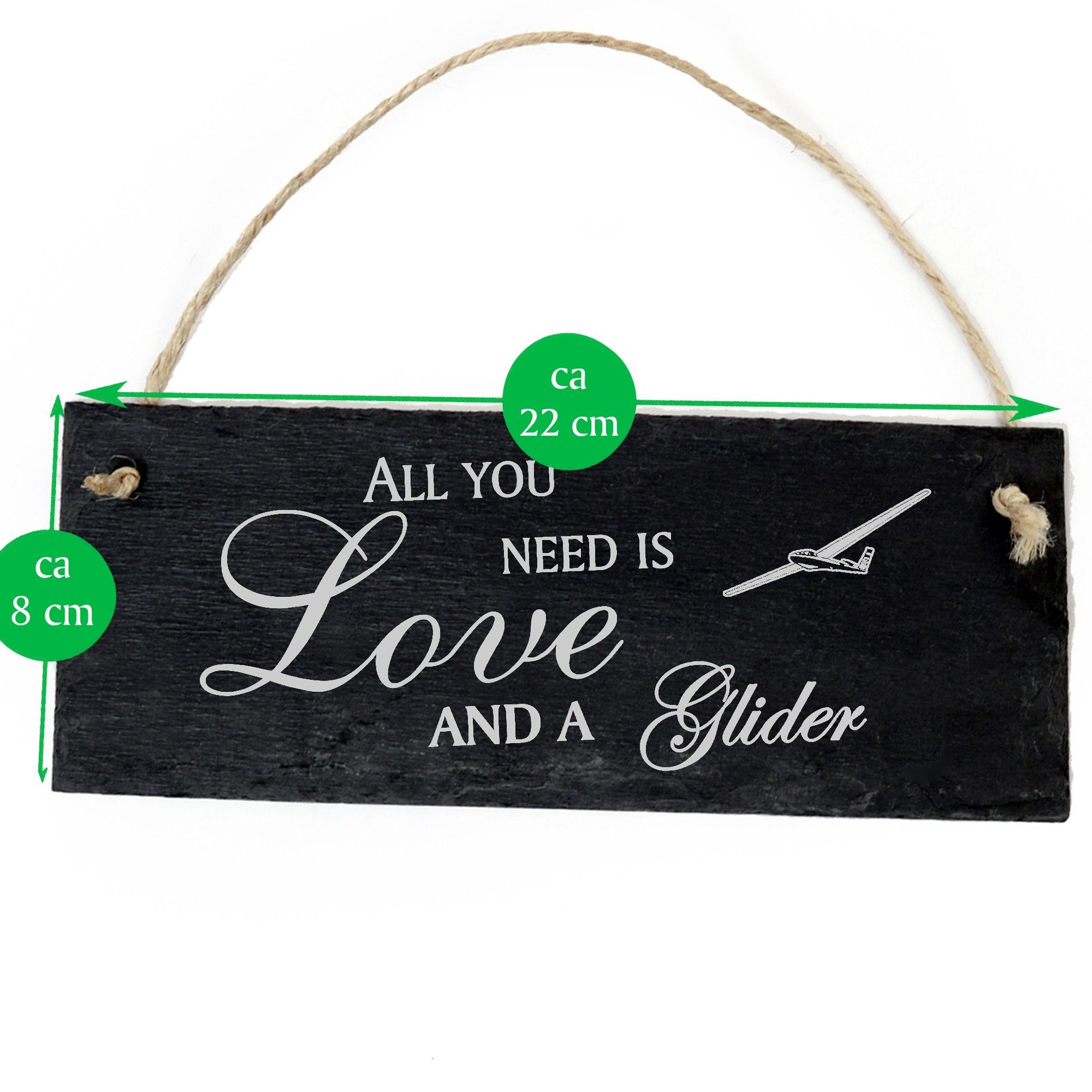 Dekolando Hängedekoration Segelflugzeug 22x8cm All you need is Love and a Glider