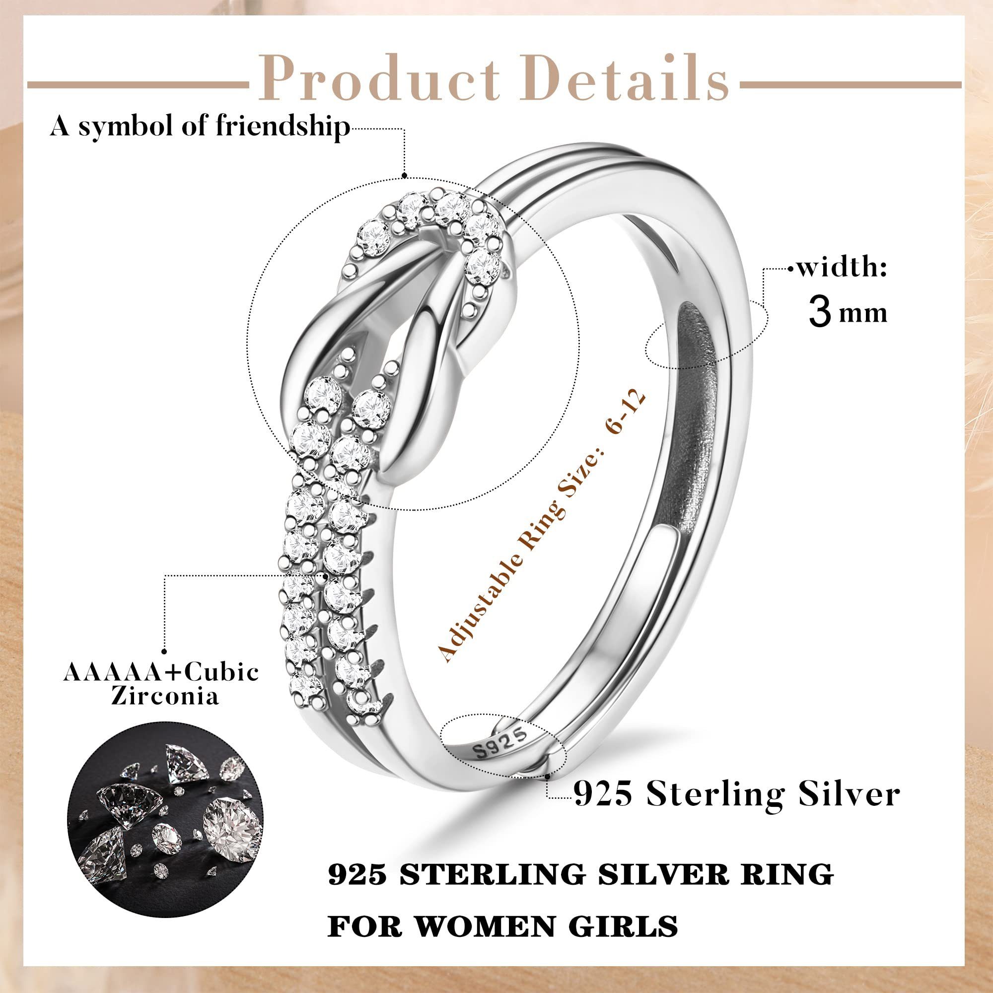 POCHUMIDUU Fingerring Twisted Set Diamanten Schößchen Ring offen für Mode Frauen weibliche Silberschmuck Sterlingsilber 925er aus Temperament