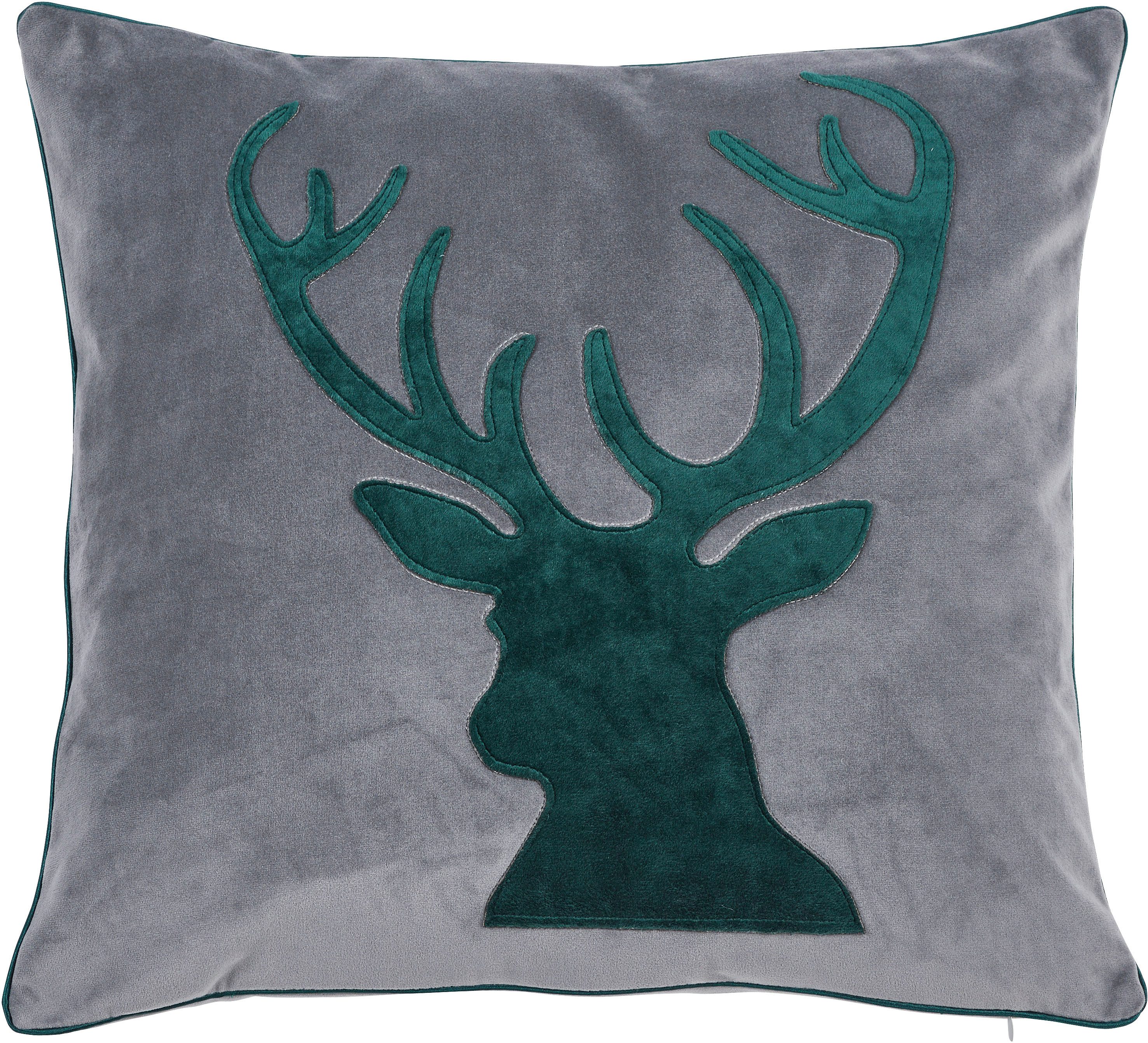 done.® Dekokissen Oh Deer, Velourstoff Anthracite
