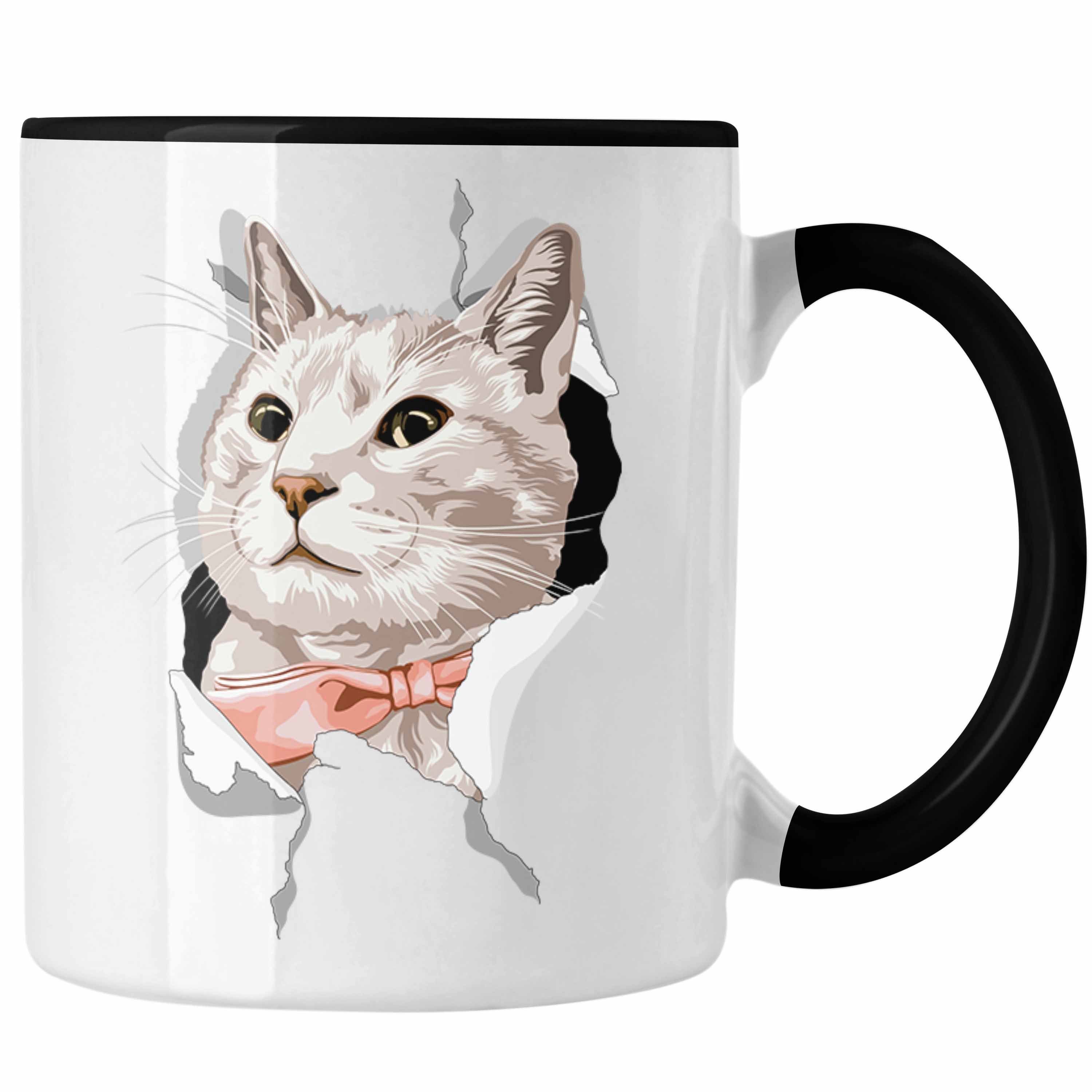 - Geschenkidee Katzen Trendation Katzengrafik Lustige Tasse Tasse Geschenk 3D Katzenbesitzerin Trendation Schwarz